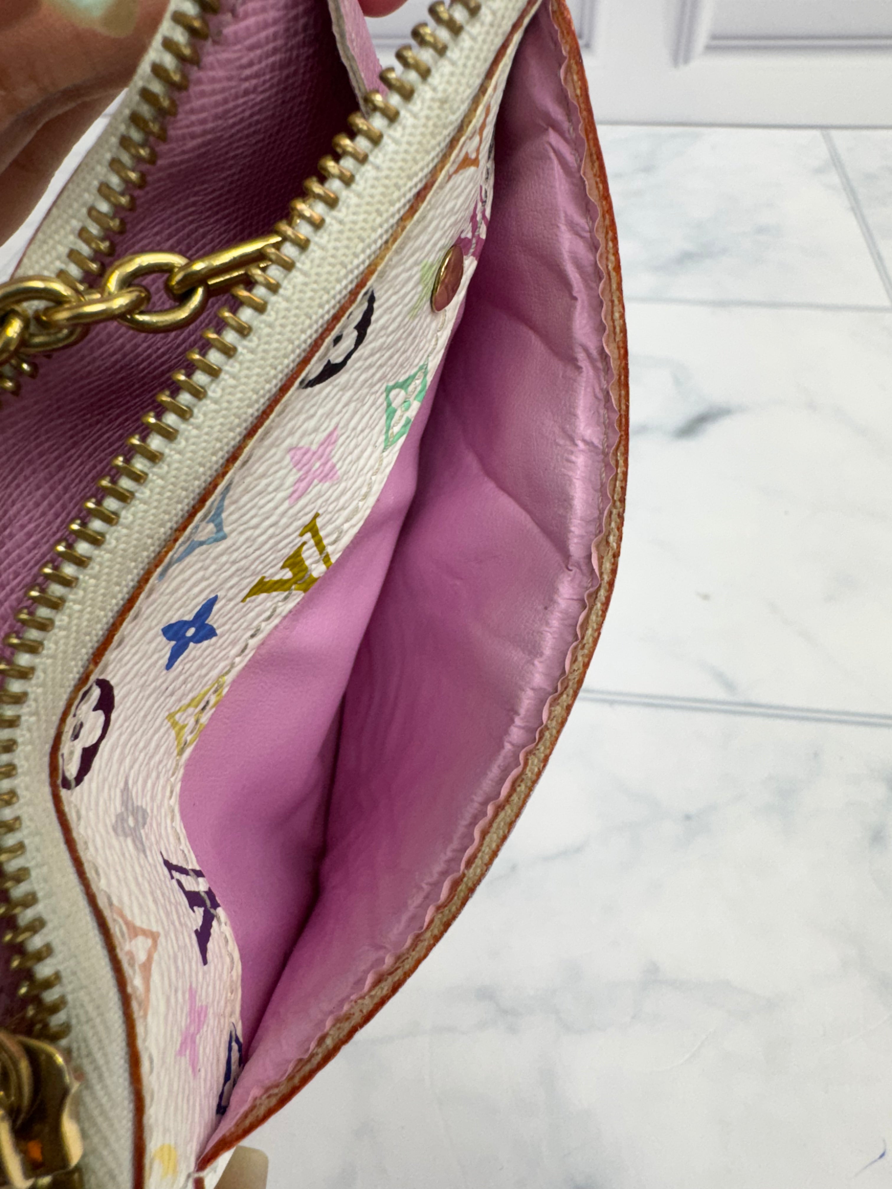 Louis Vuitton White Multicolor Pochette Key Cles