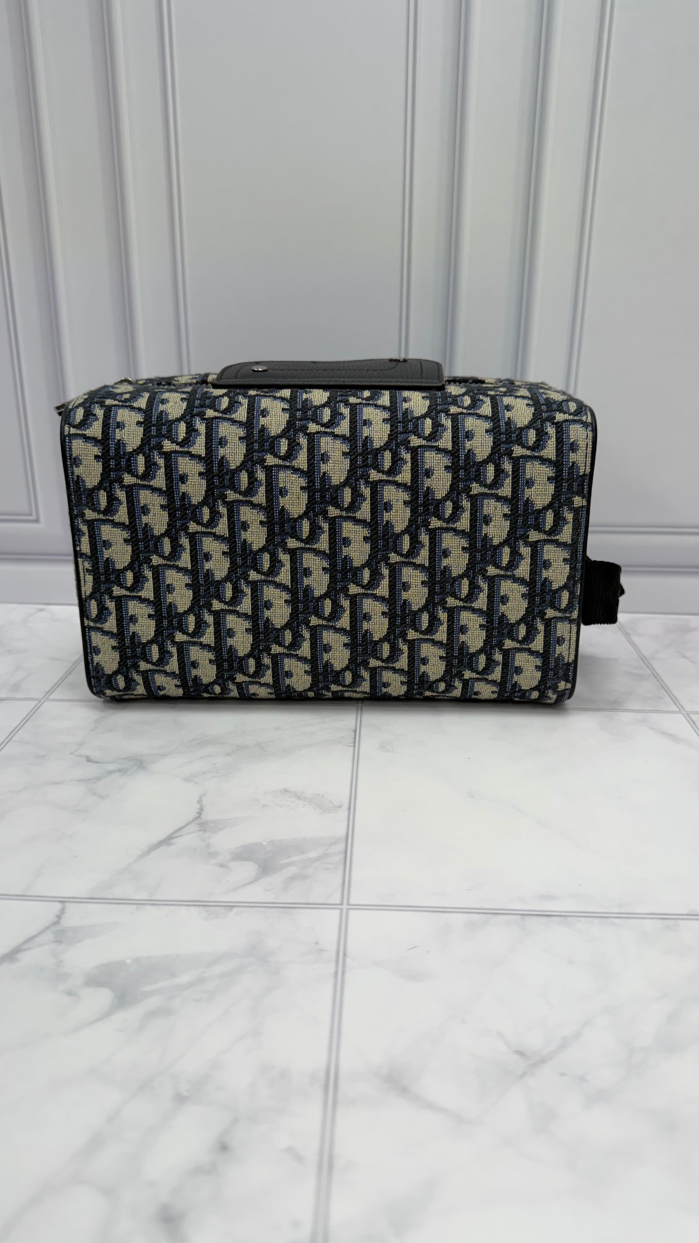 *DONS DROP* LIKE NEW- Christian Dior Blue Jacquard Canvas Travel Pouch