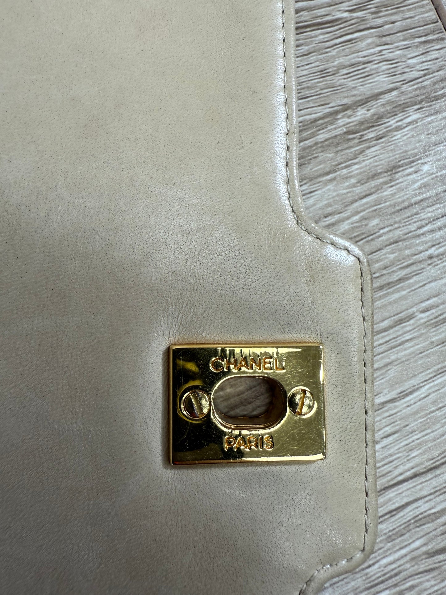 Chanel Beige Quilted Lambskin Single Flap Bag