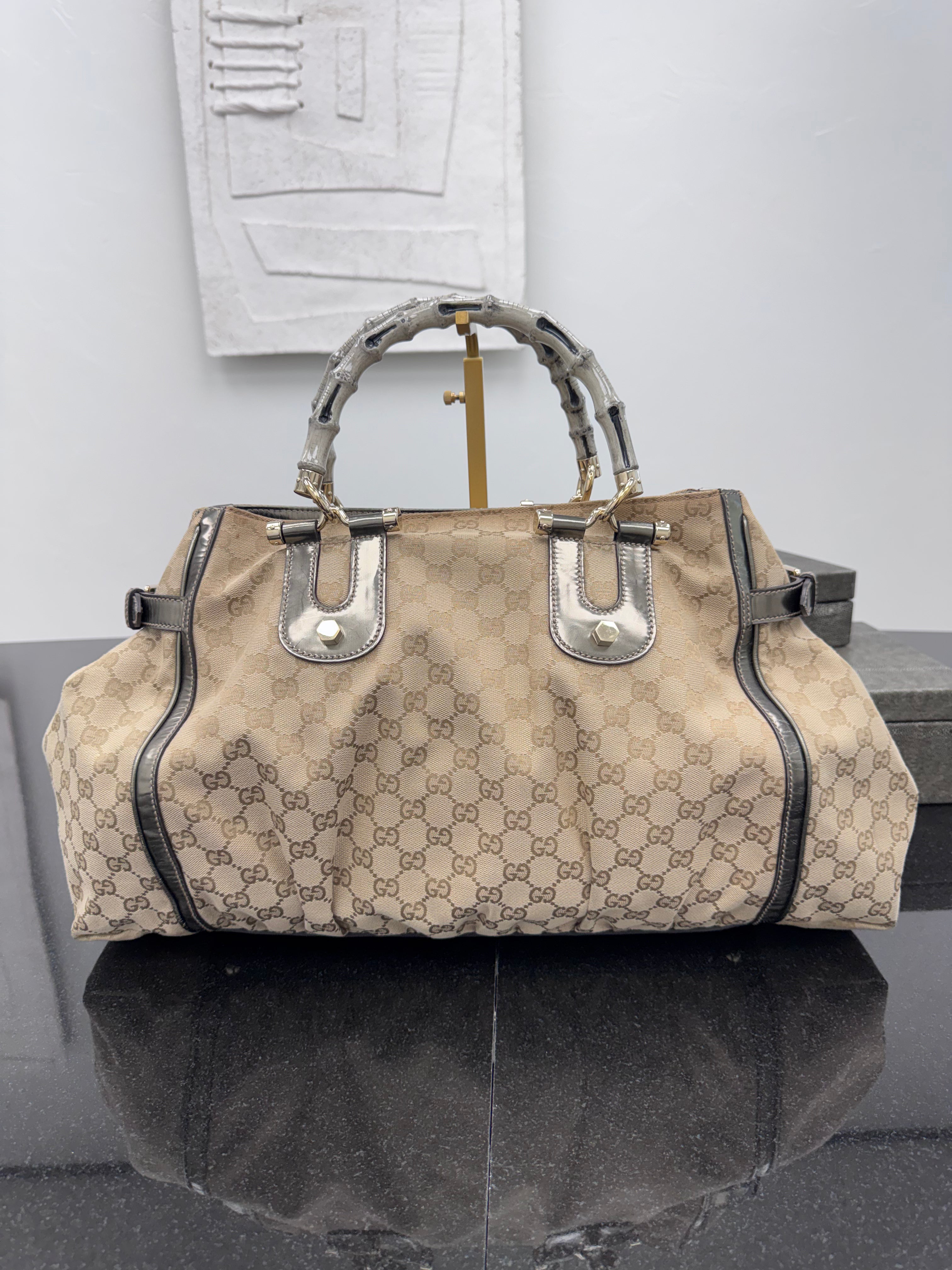 Gucci GG Canvas Pop Bamboo Large Tote Bag