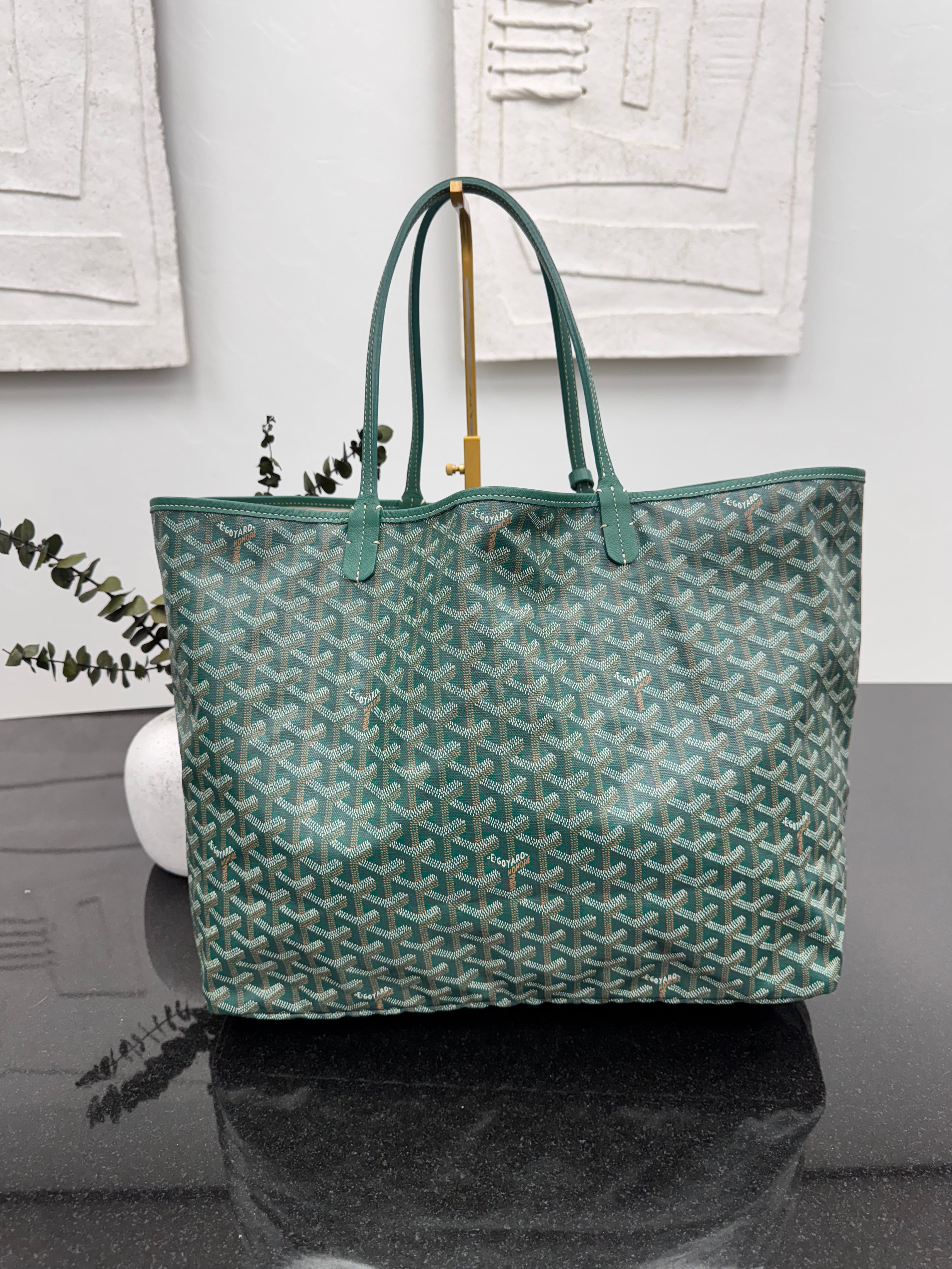 Goyard Green Goyardine Coated Canvas Saint Louis Tote GM