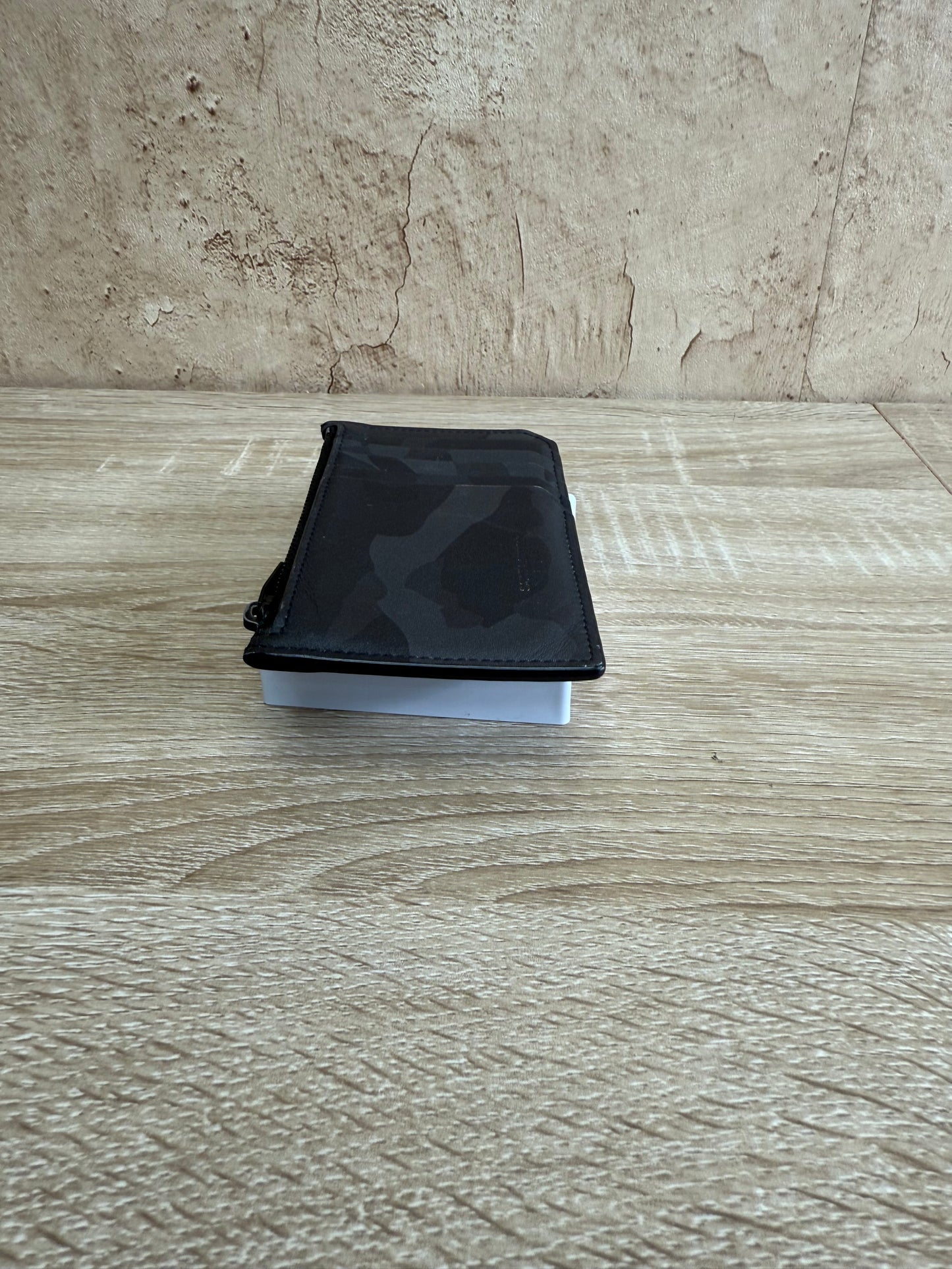 Saint Laurent YSL Black & Gray Camouflage Leather Zip Pouch Card Holder
