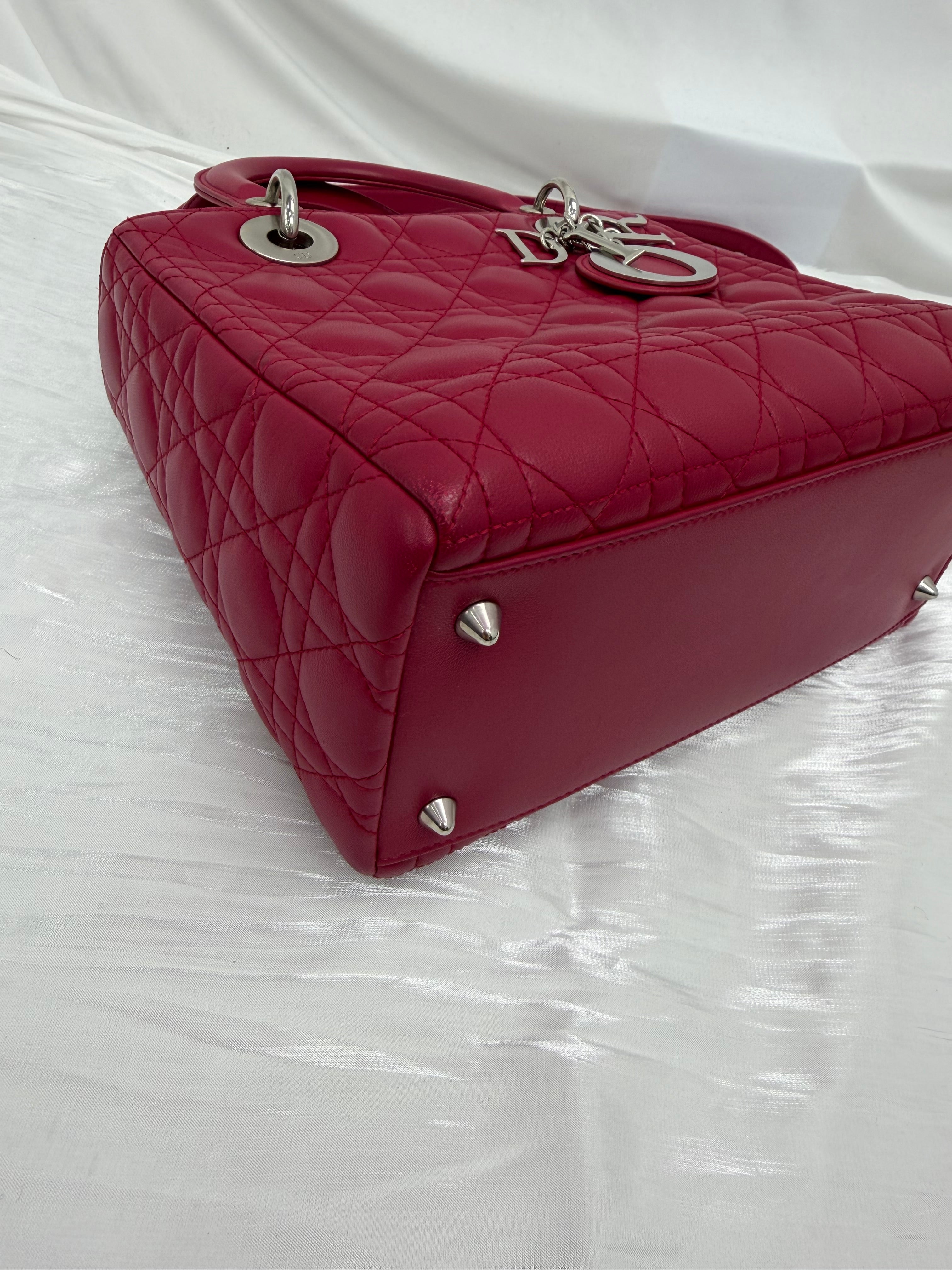 Christian Dior Rose Sorbet Cannage Lambskin Medium Lady Dior Bag