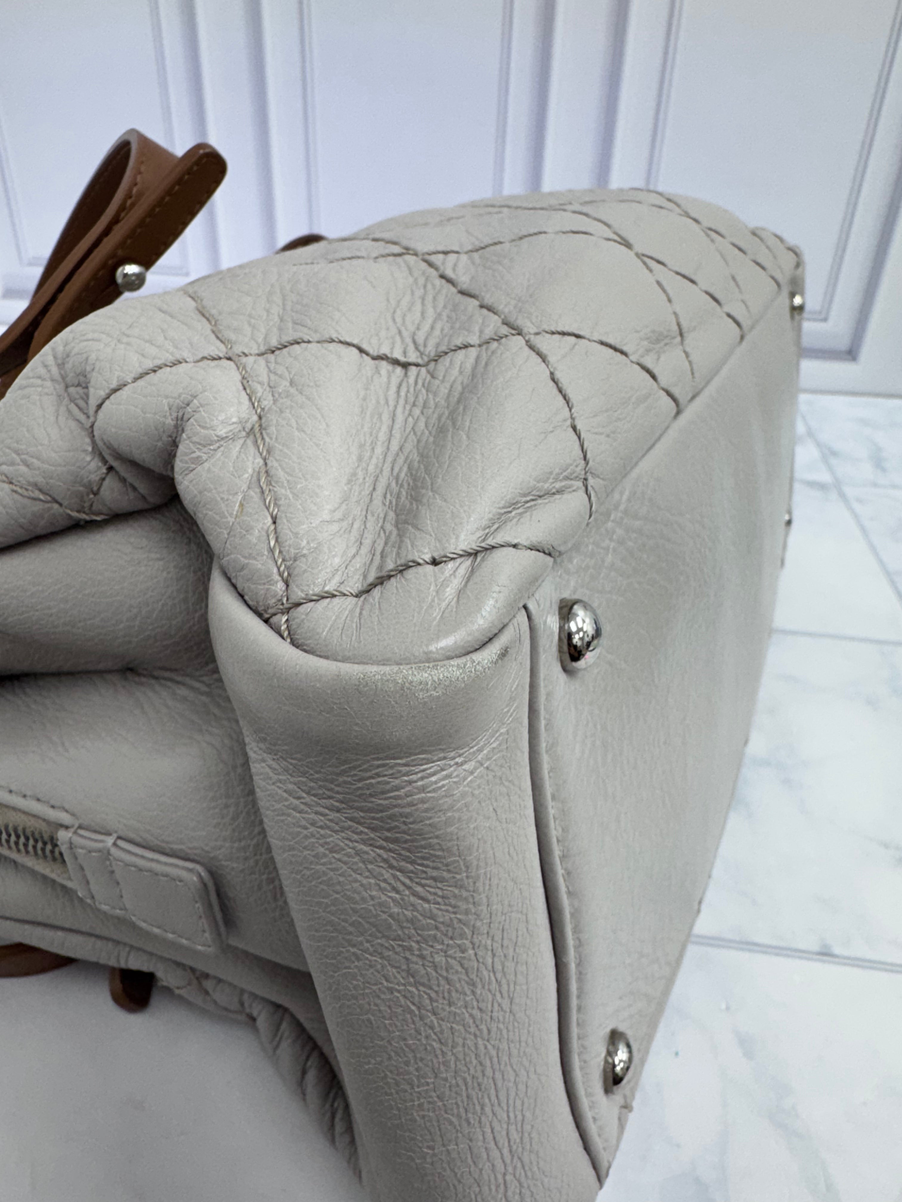 Chanel Grey Quilted Calfskin On The Road Tote Bag