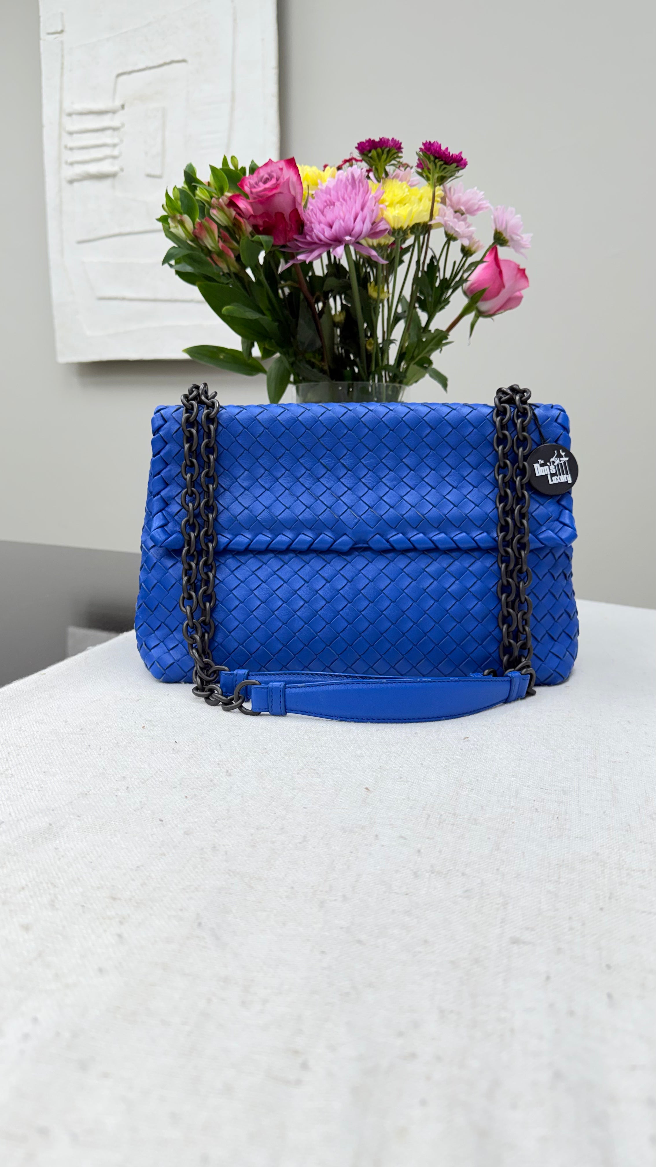 *DONS DROP* Bottega Veneta Blue Intrecciato Leather Large Olimpia Bag