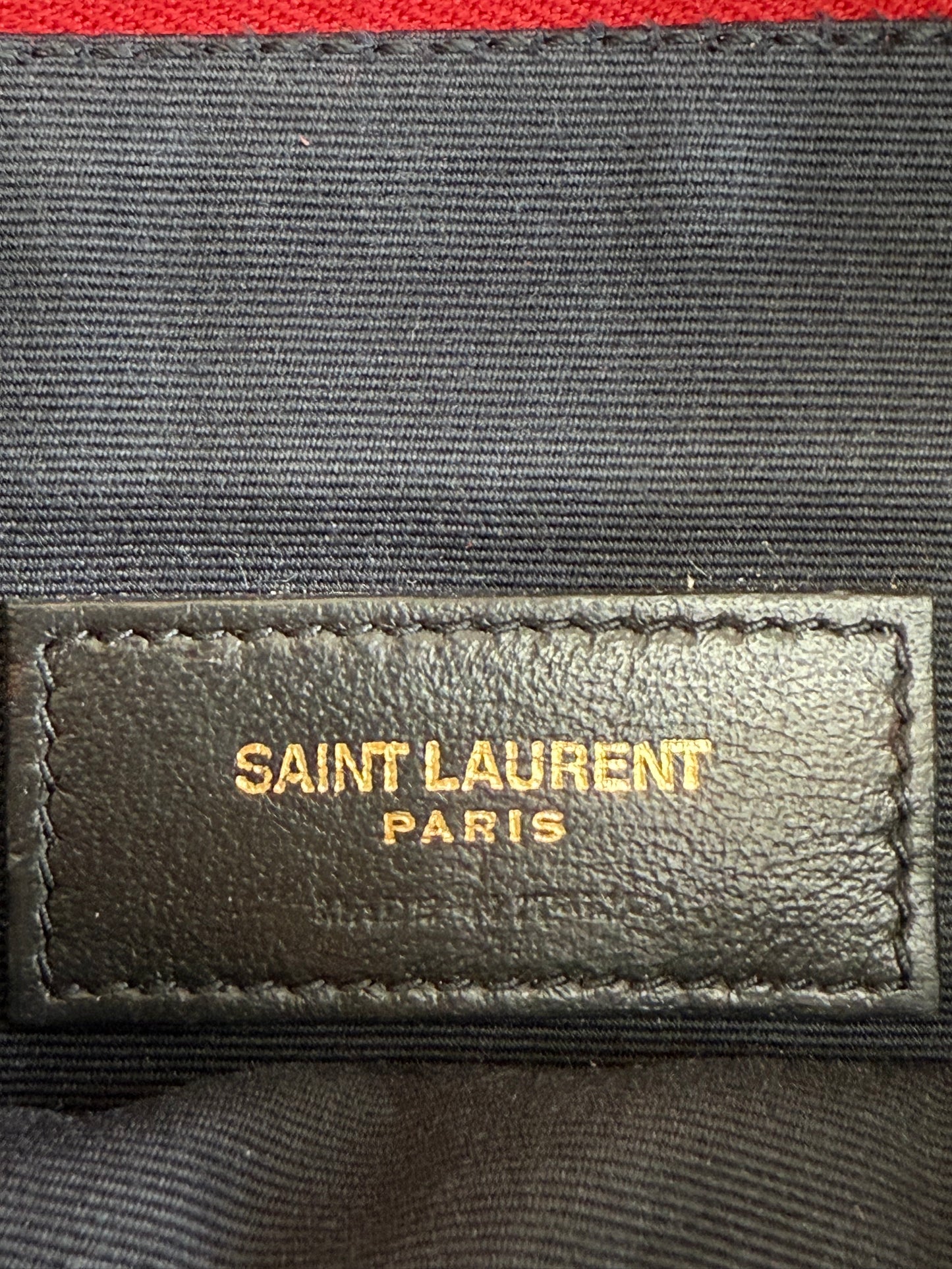 Saint Laurent YSL Red Quilted Leather Angie Chain Crossbody Bag
