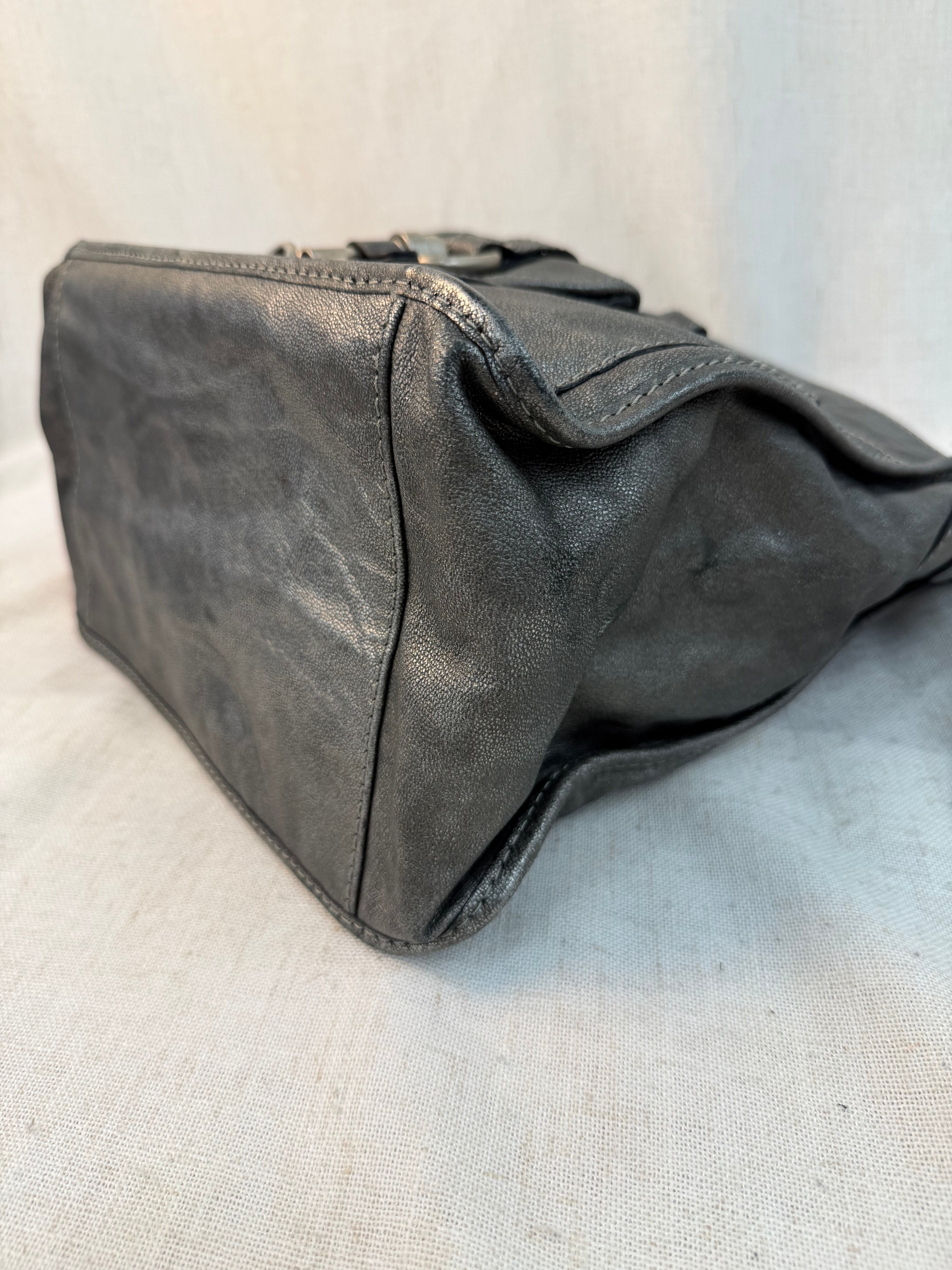 Chloe Metallic Silver Leather Kerala Shoulder Bag