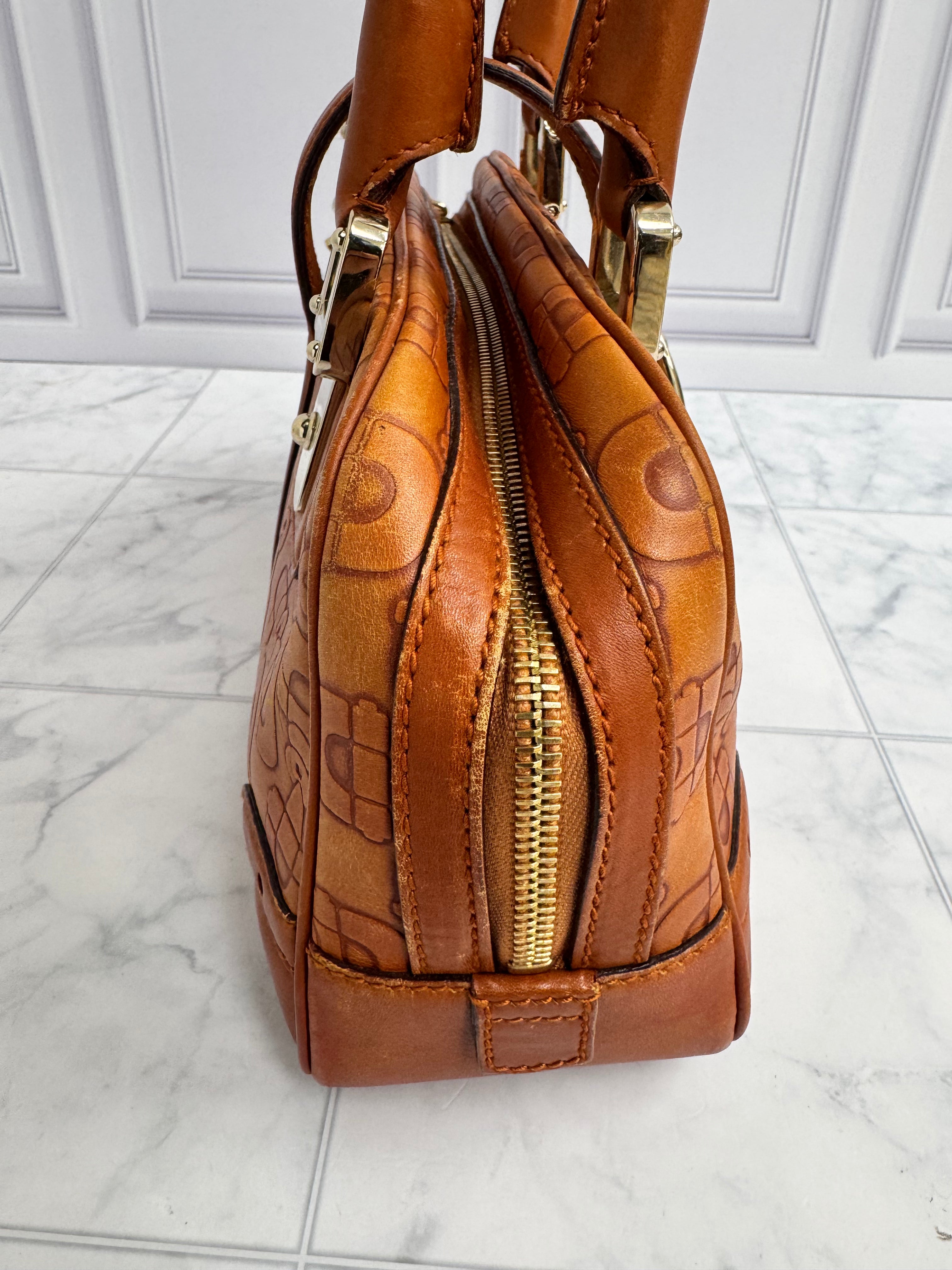 Gucci Tan Horsebit Embossed Leather Shoulder Bag