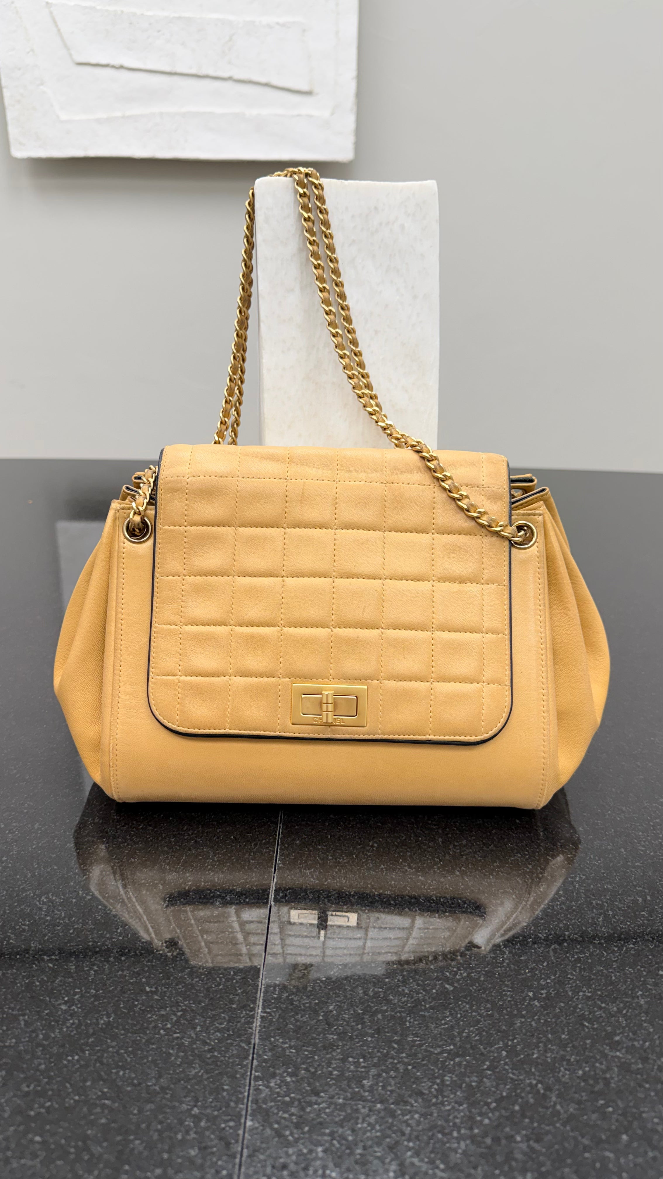 Chanel Beige Lambskin Chocolate Bar Reissue Accordion Flap Bag