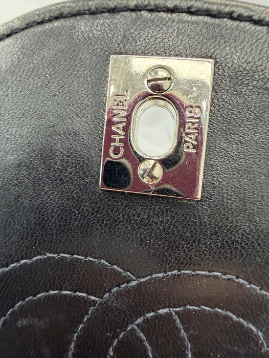 Chanel White & Black Patent Leather Chocolate Bar Square Bag