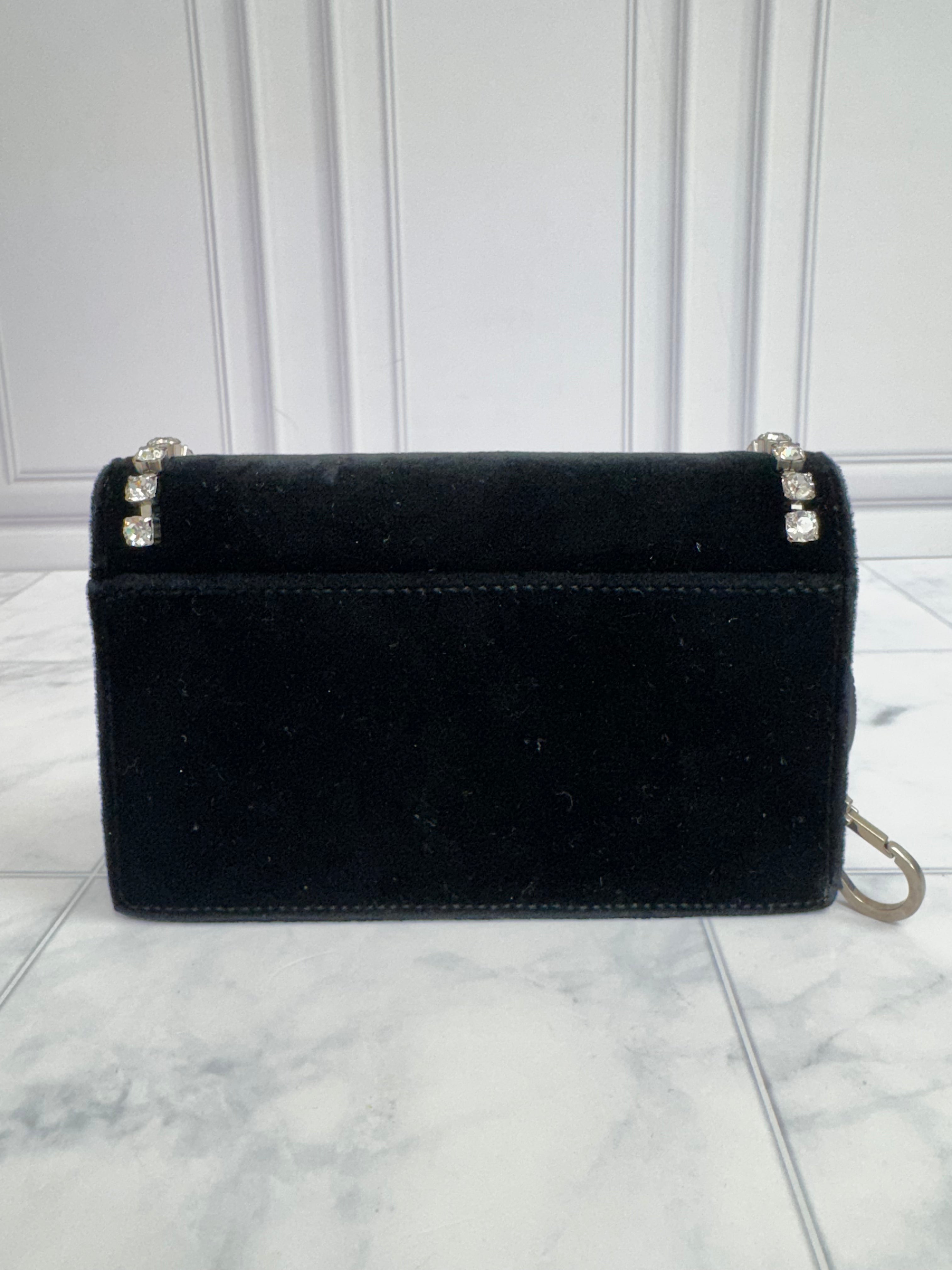 Gucci Black Velvet Dionysus Super Mini Chain Crossbody Bag