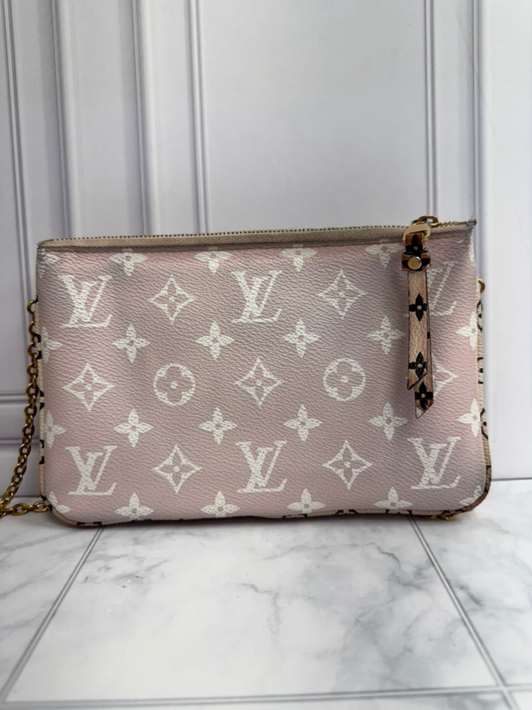 Louis Vuitton Red And Pink Monogram Giant Double Zip Pochette