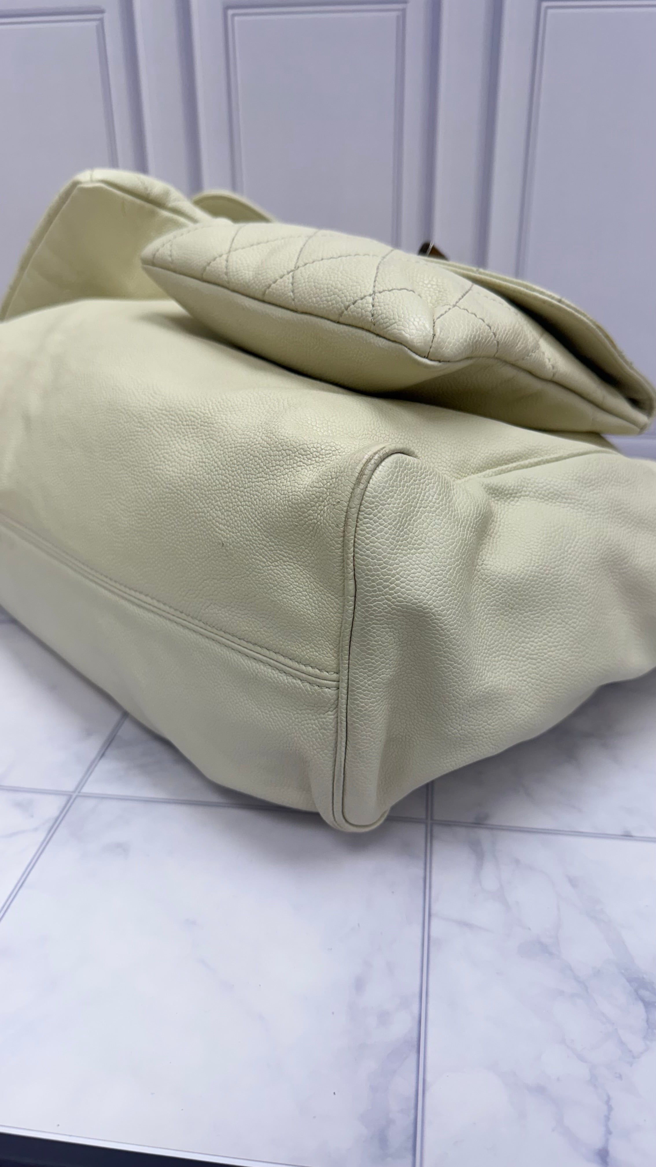 Chanel Beige Caviar Leather Pocket in the City Bag