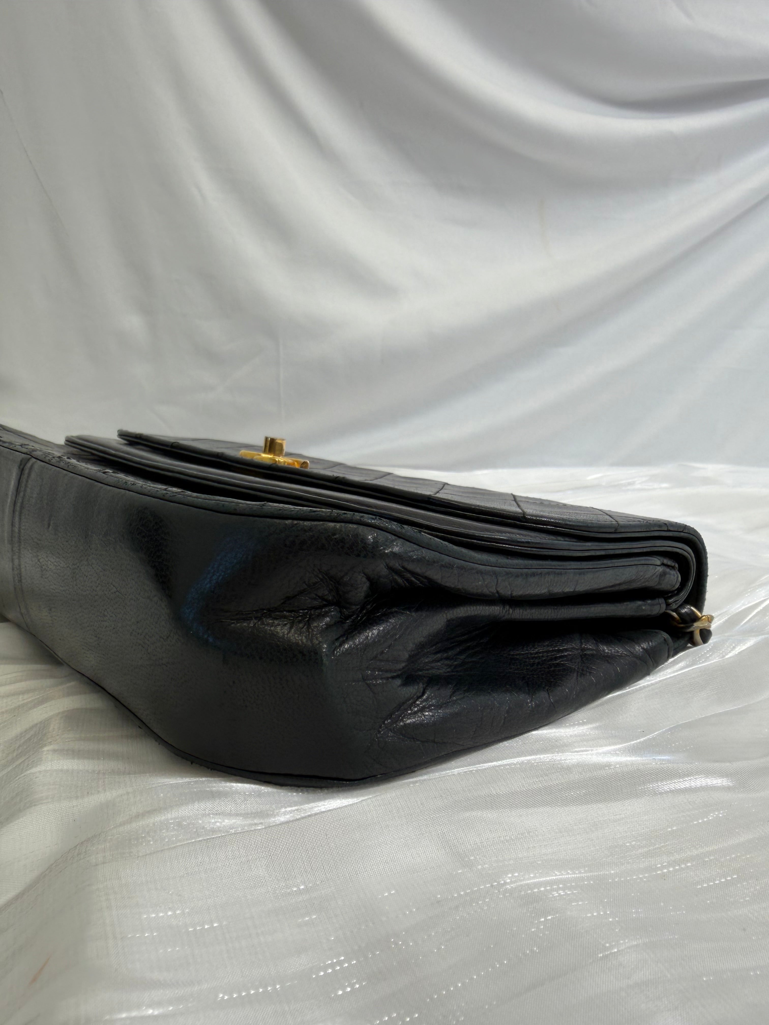 Chanel Black Calfskin Double Flap Bag