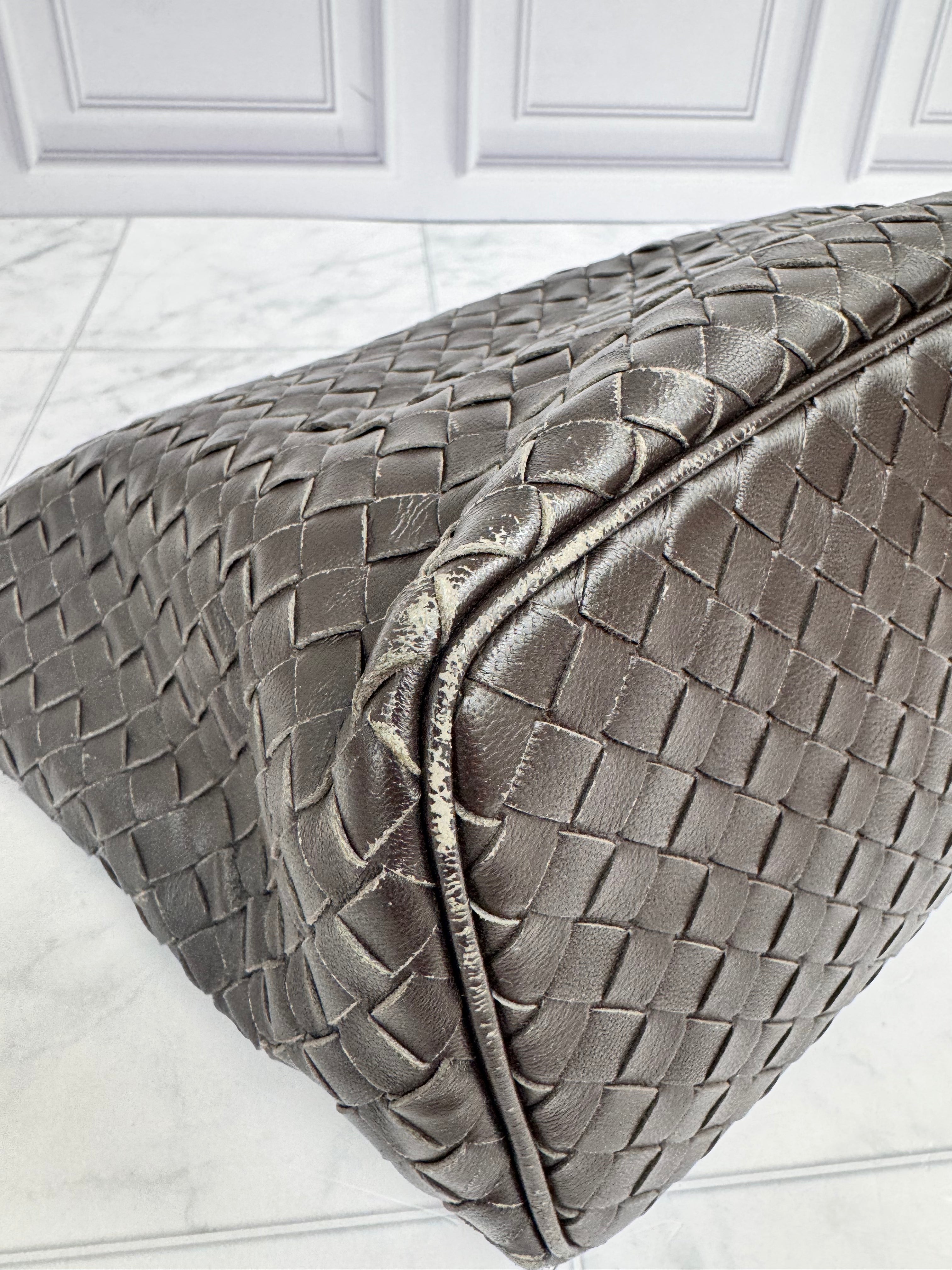 Bottega Veneta Dark Brown Intrecciato Leather Shoulder Bag