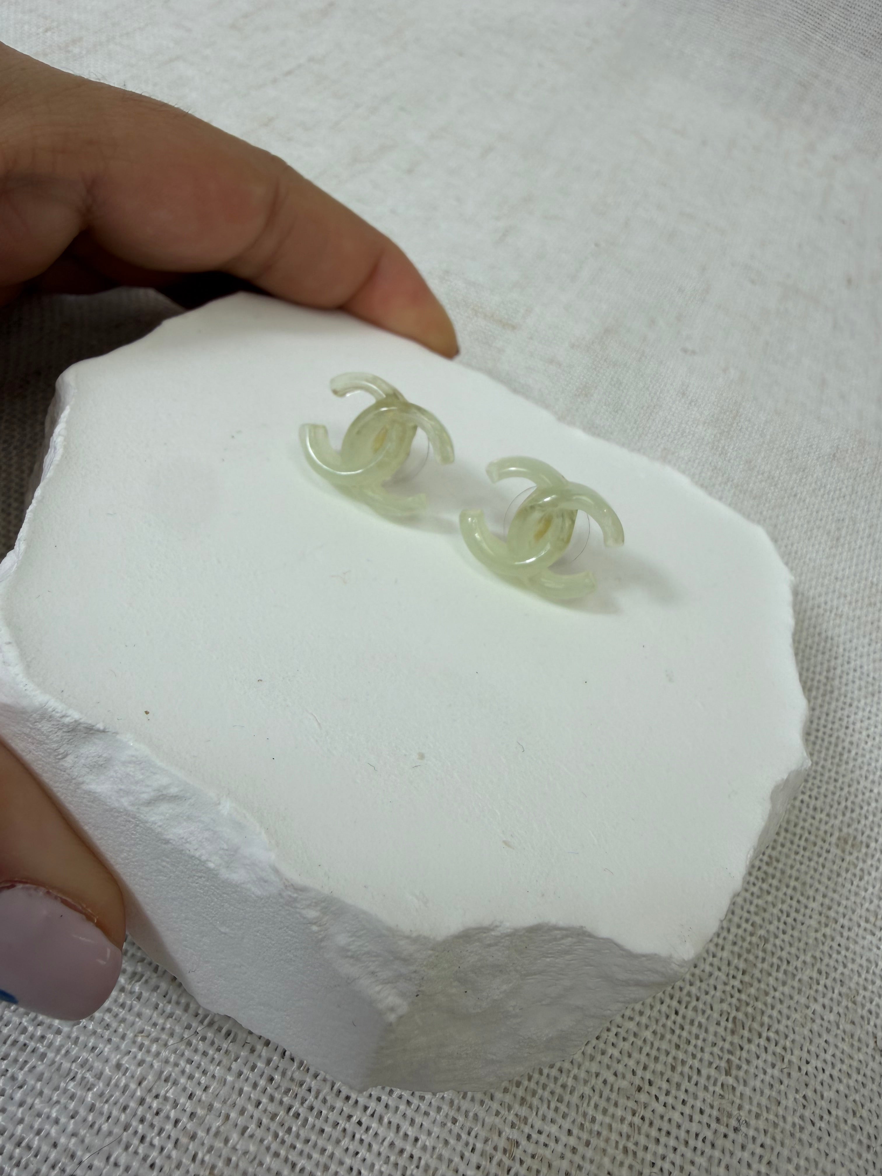 Chanel Transparent Logo Earrings