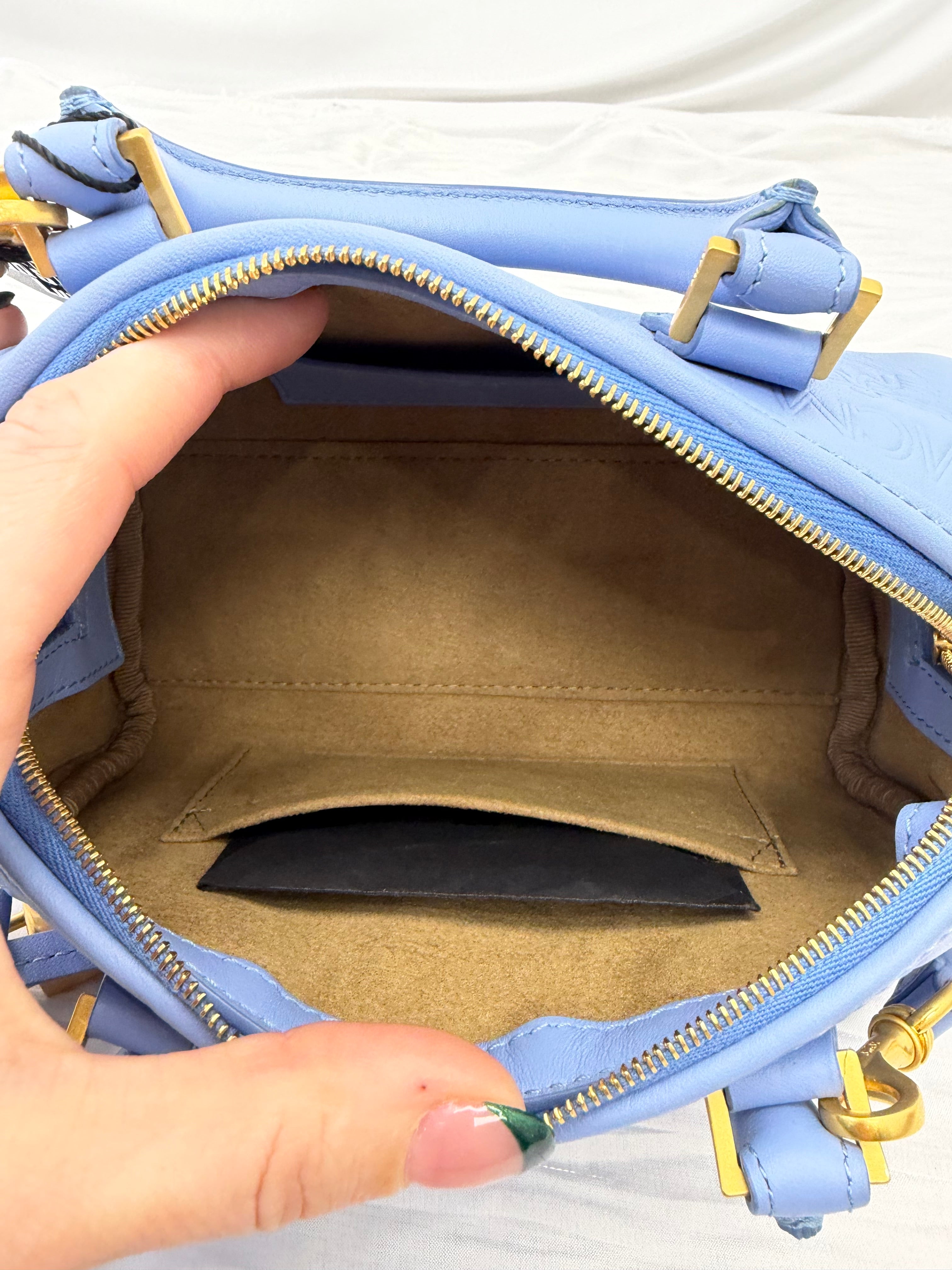 BRAND NEW- MCM Sky Blue Leather Small Ella Boston Bag