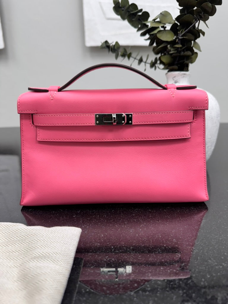 LIKE NEW - Hermes Pink Leather Kelly Pochette