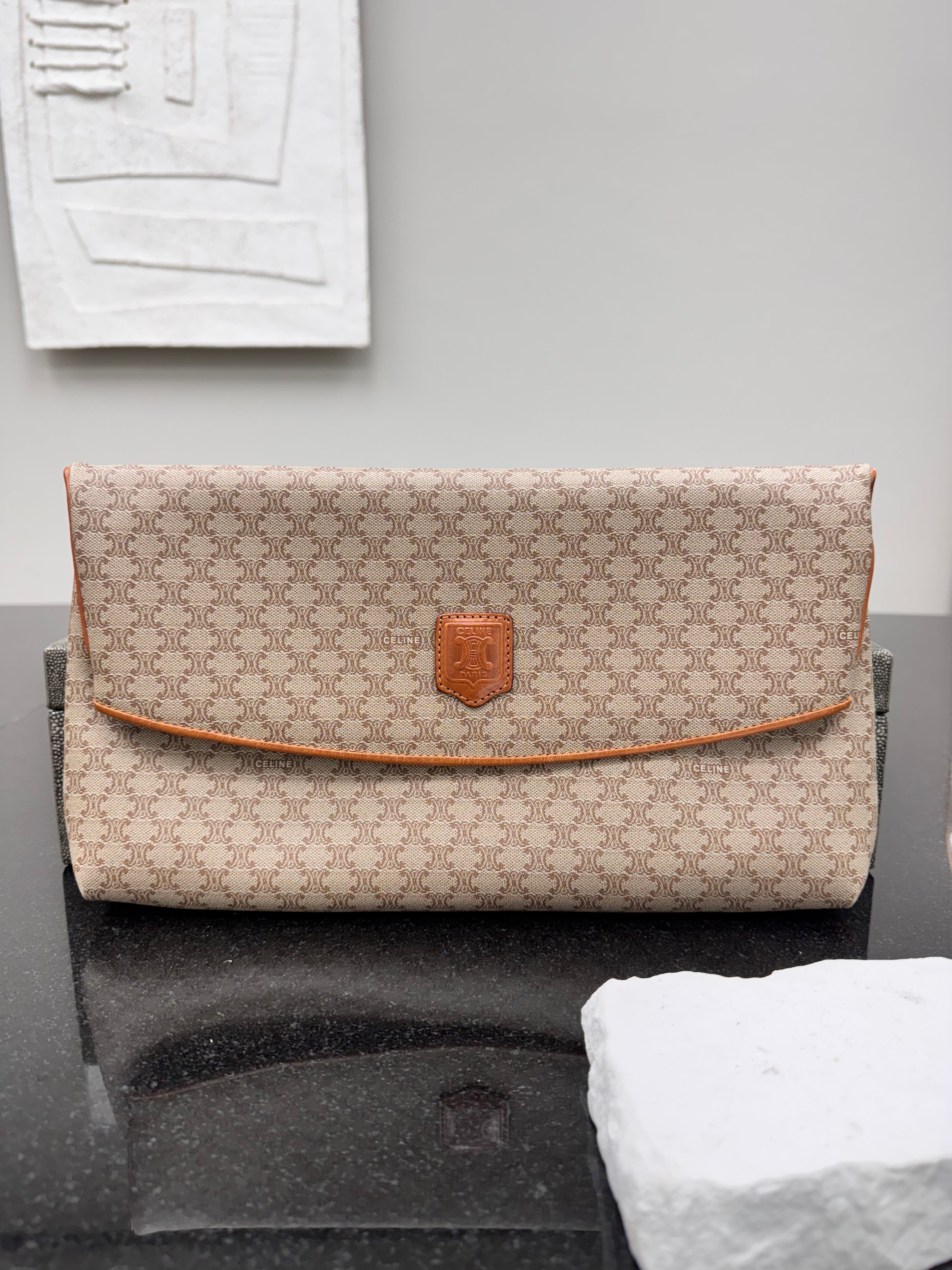 Celine Macadam Coated Canvas Clutch Bag