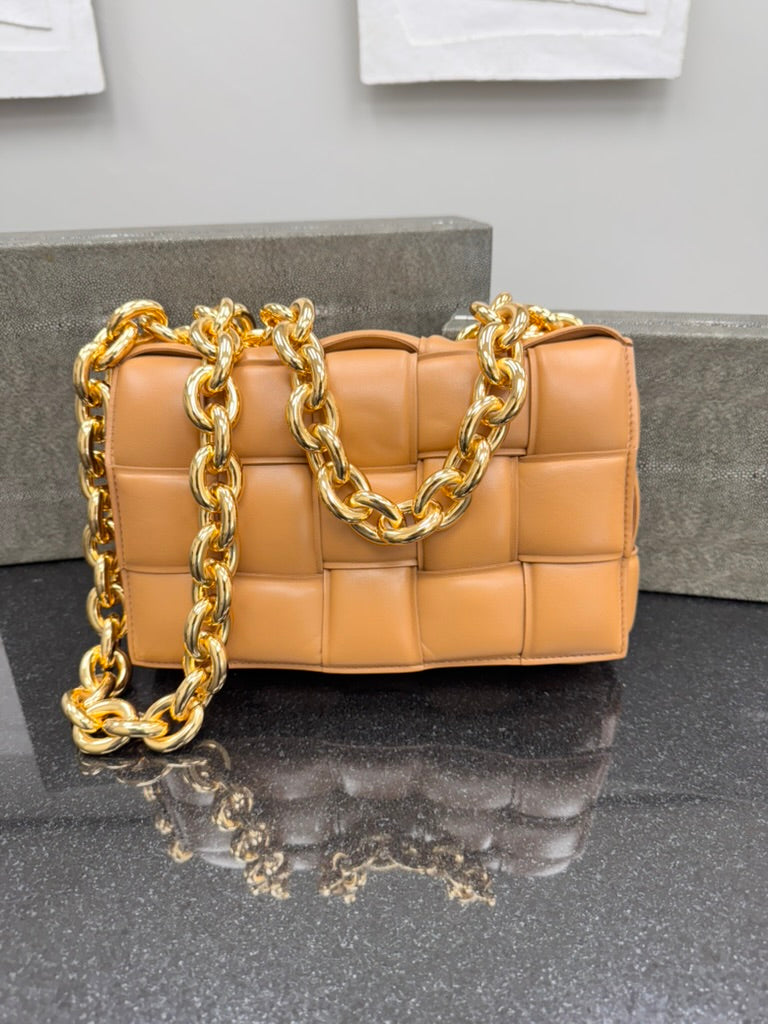 LIKE NEW - Bottega Veneta Brown Maxi Intrecciato Leather Padded Cassette Shoulder Bag