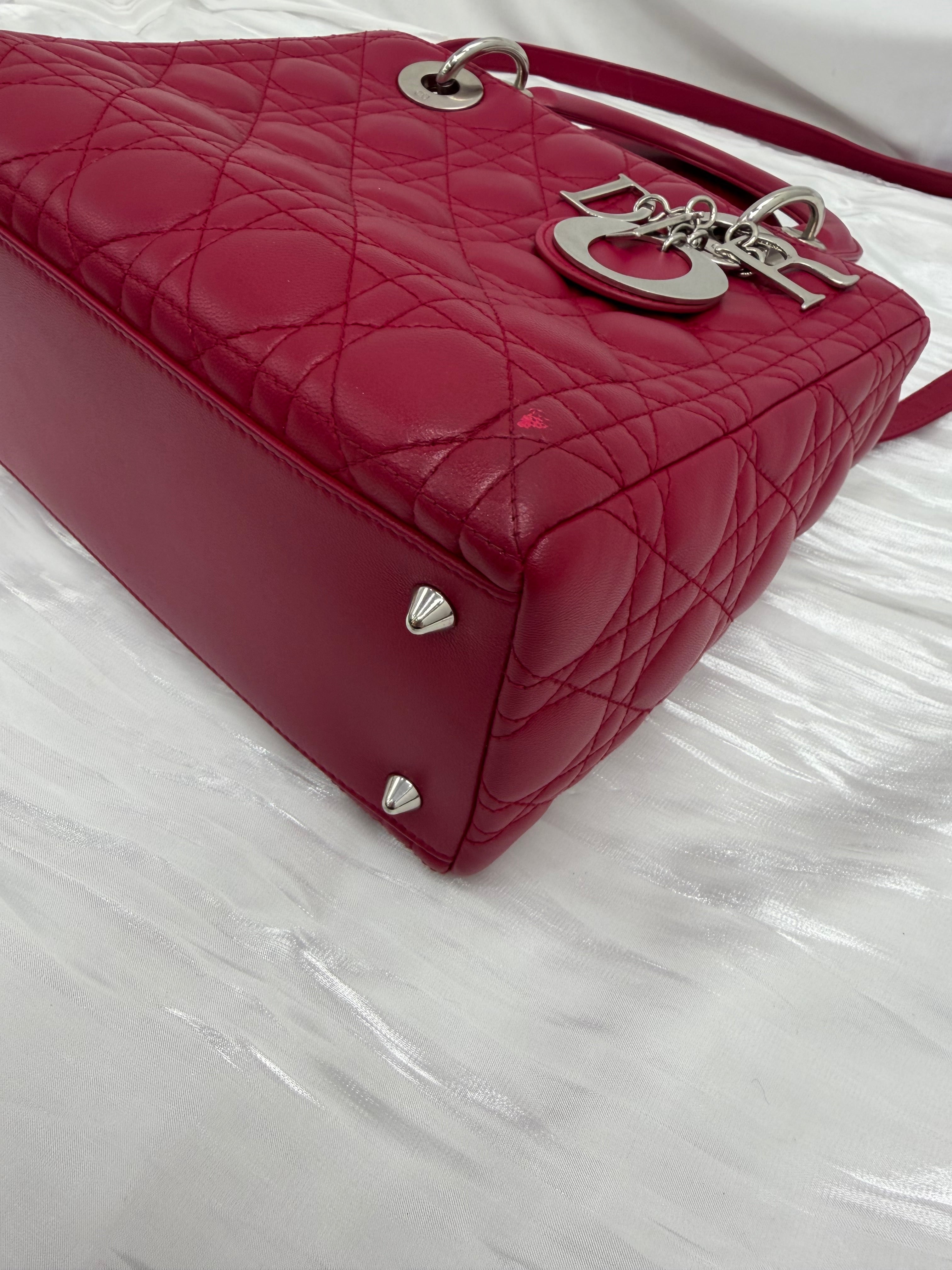 Christian Dior Rose Sorbet Cannage Lambskin Medium Lady Dior Bag