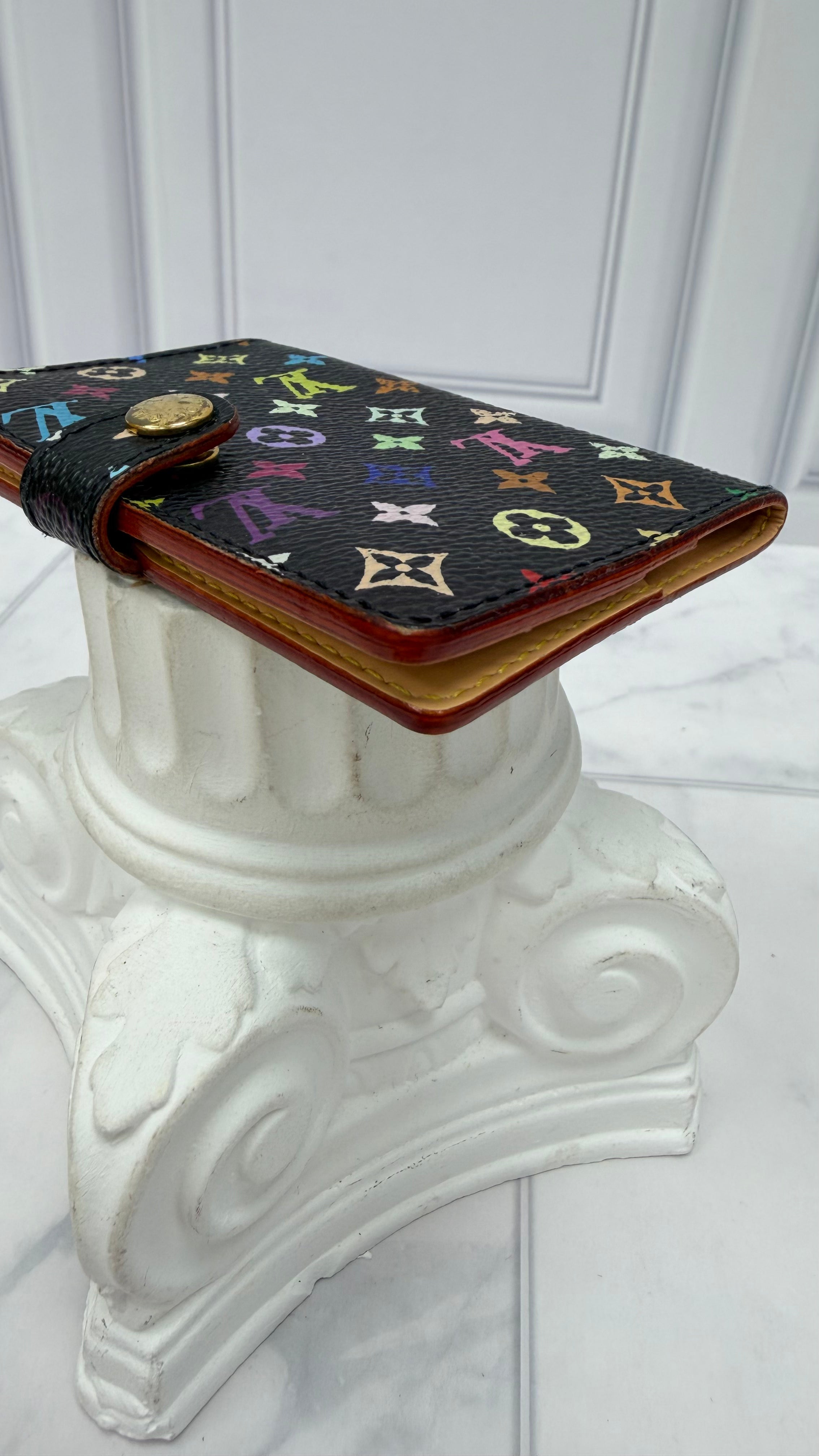 Louis Vuitton Black Multicolor Monogram Mini Agenda Card Case
