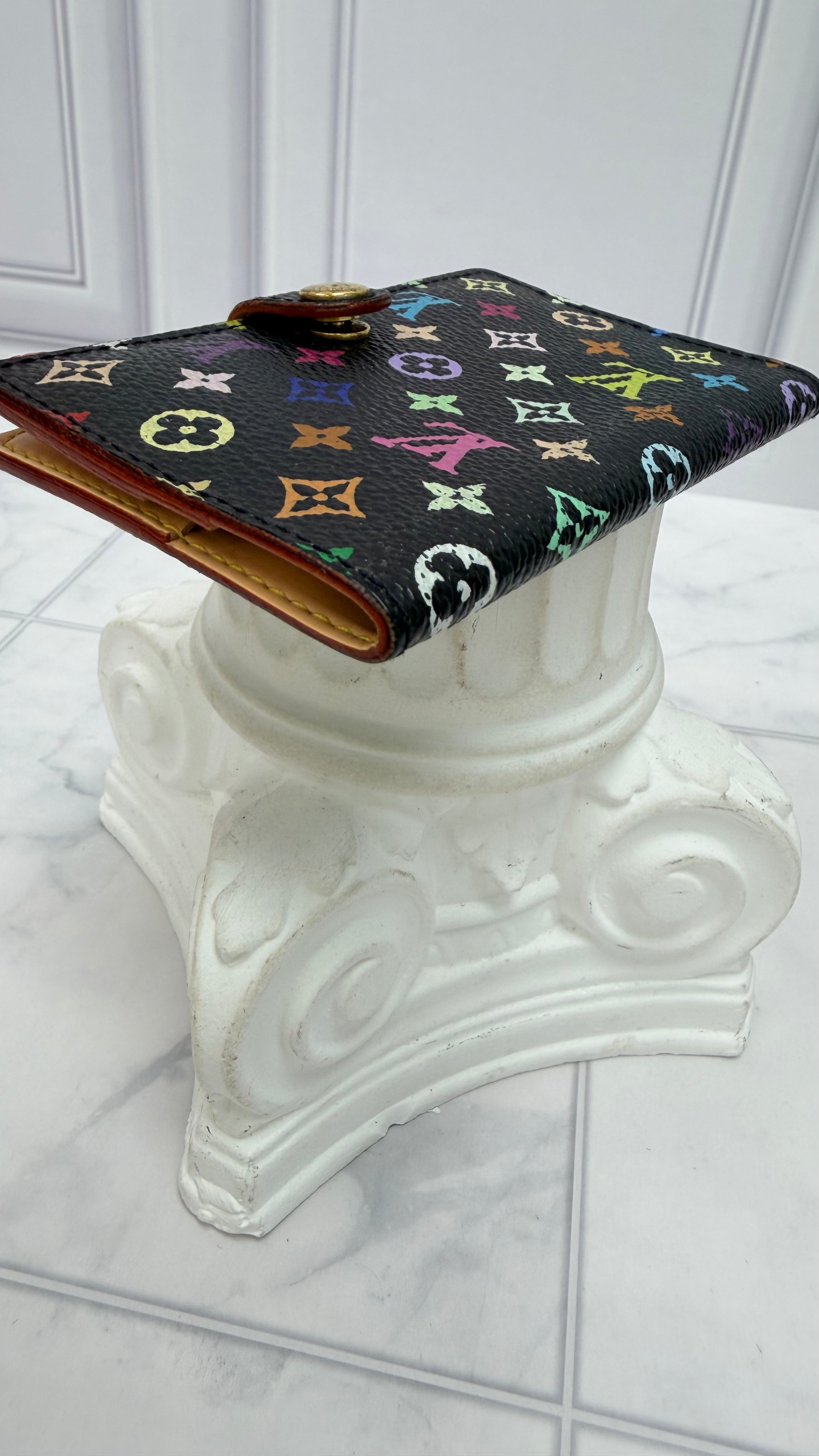 Louis Vuitton Black Multicolor Monogram Mini Agenda Card Case