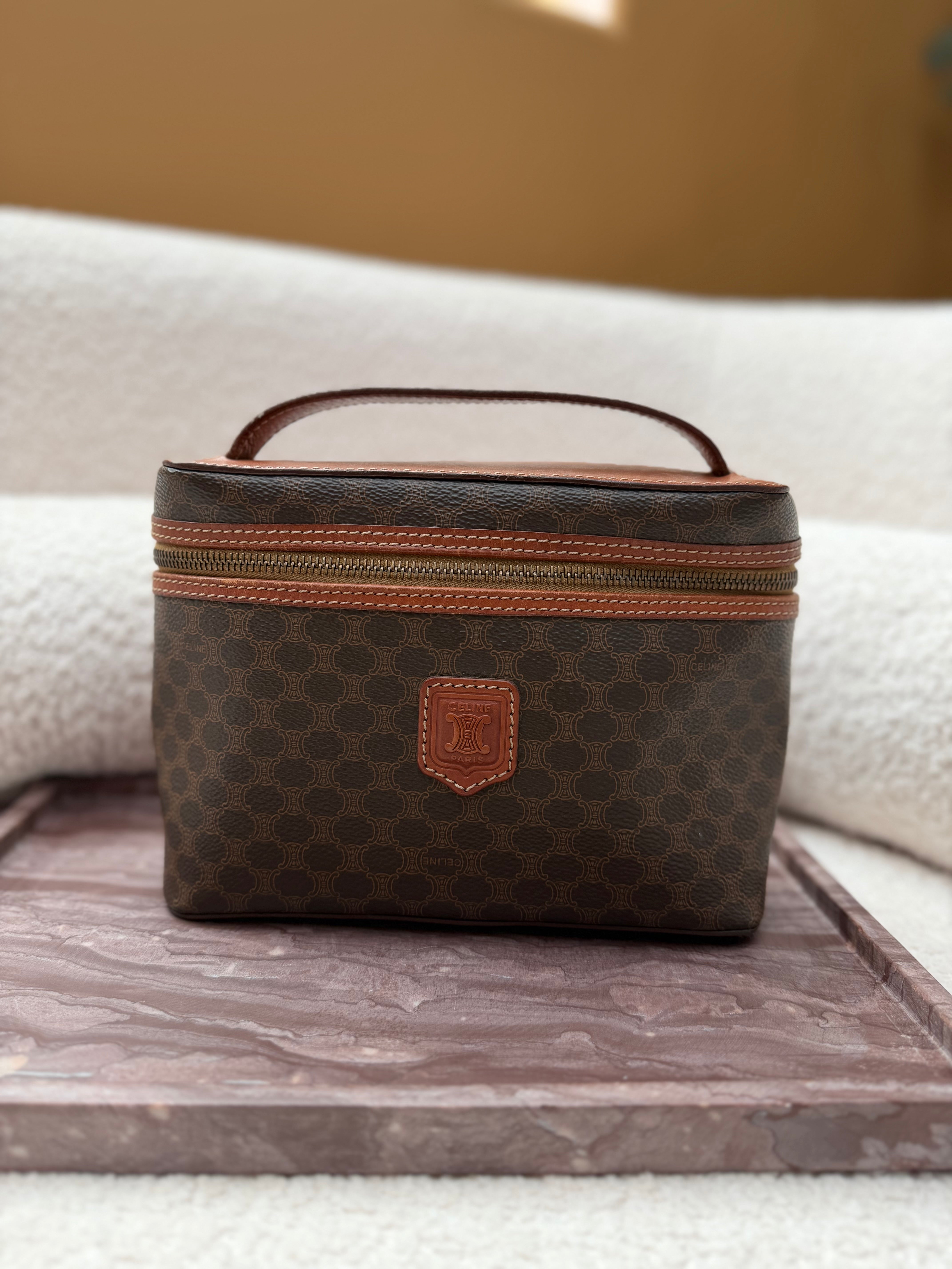 Celine Vintage Macadam Coated Canvas Vanity Bag