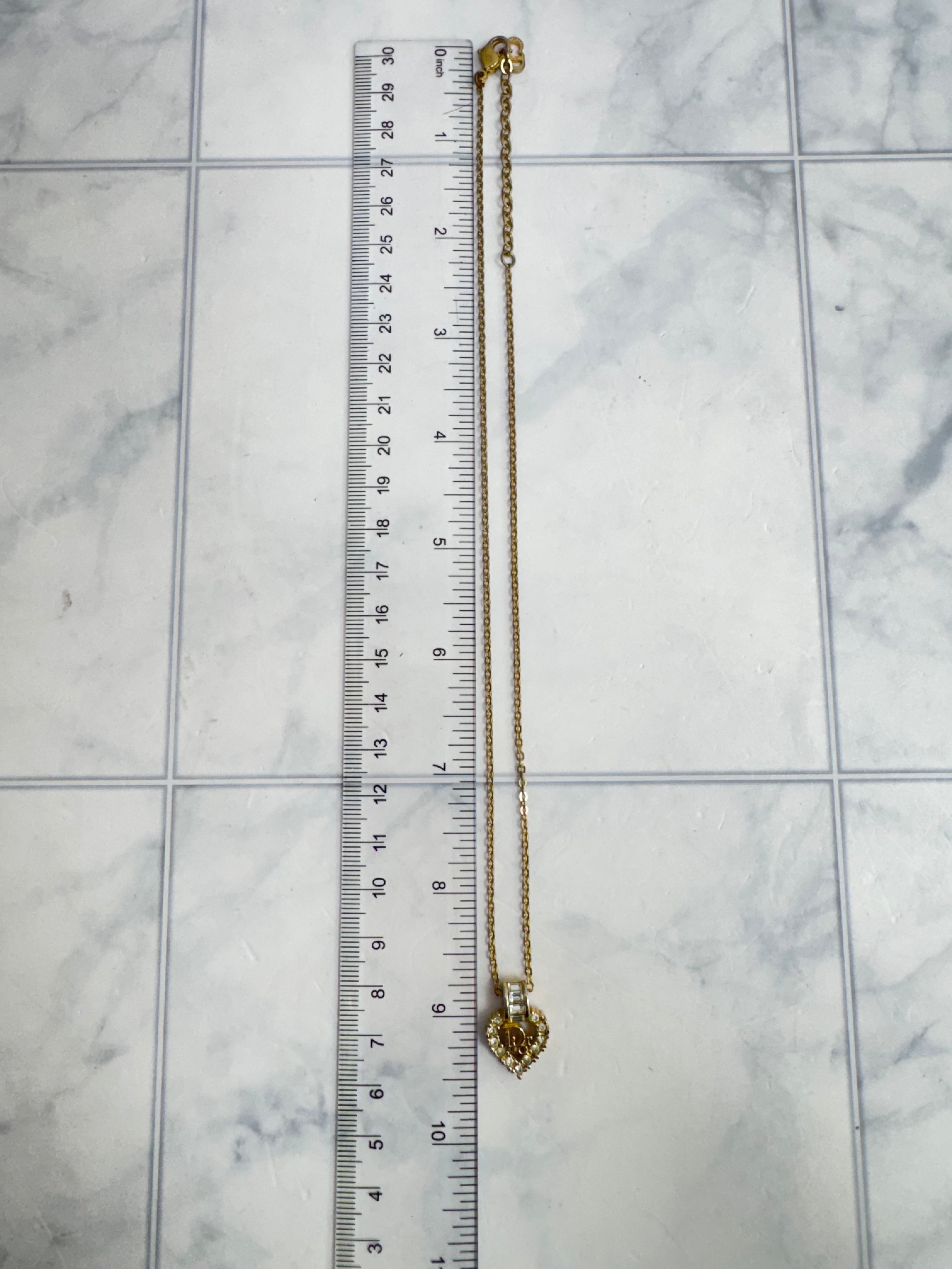 Christian Dior Gold Tone Rhinestone Pendant Necklace