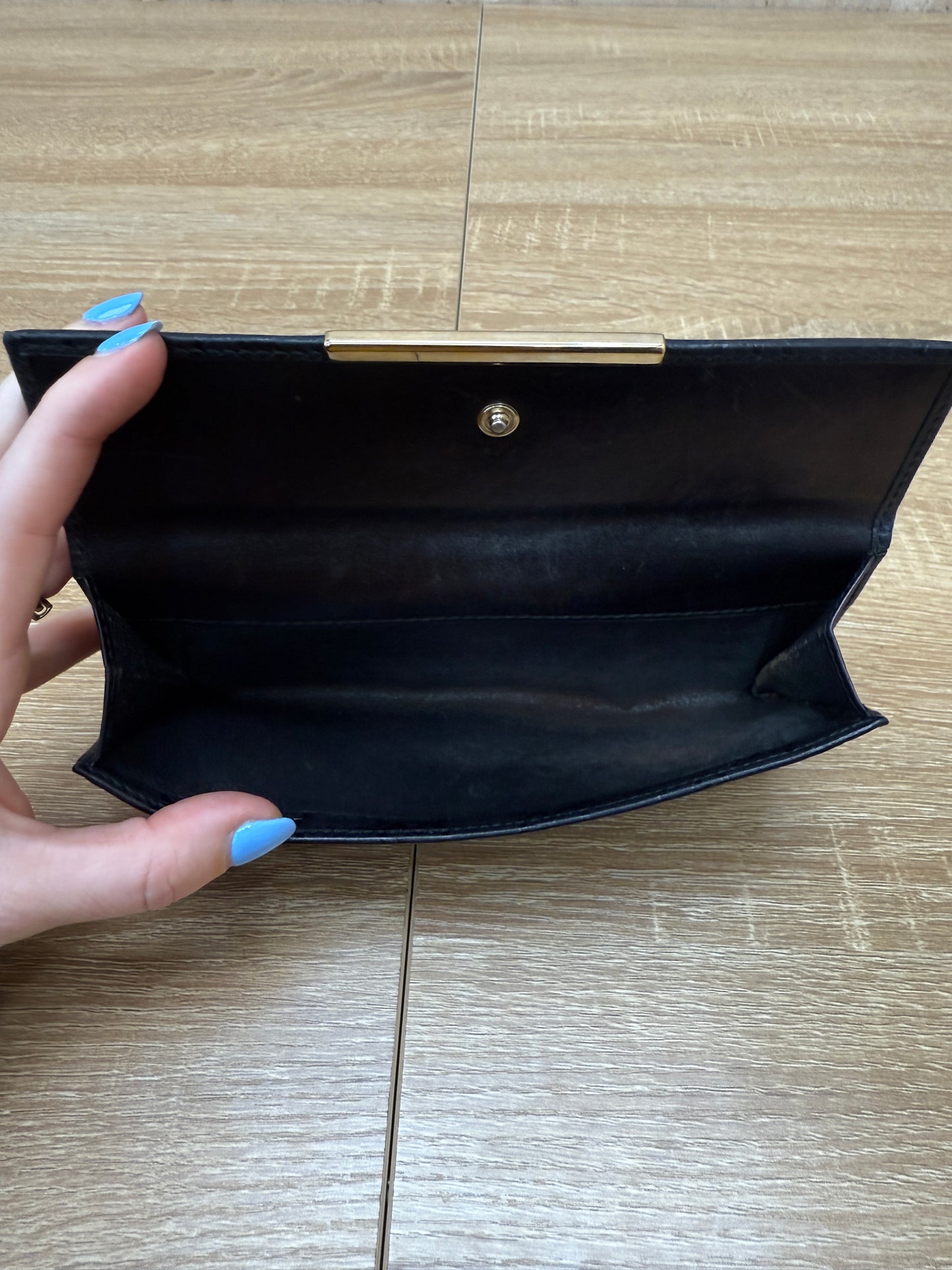 Gucci Black Leather Guccissima Bar Long Wallet