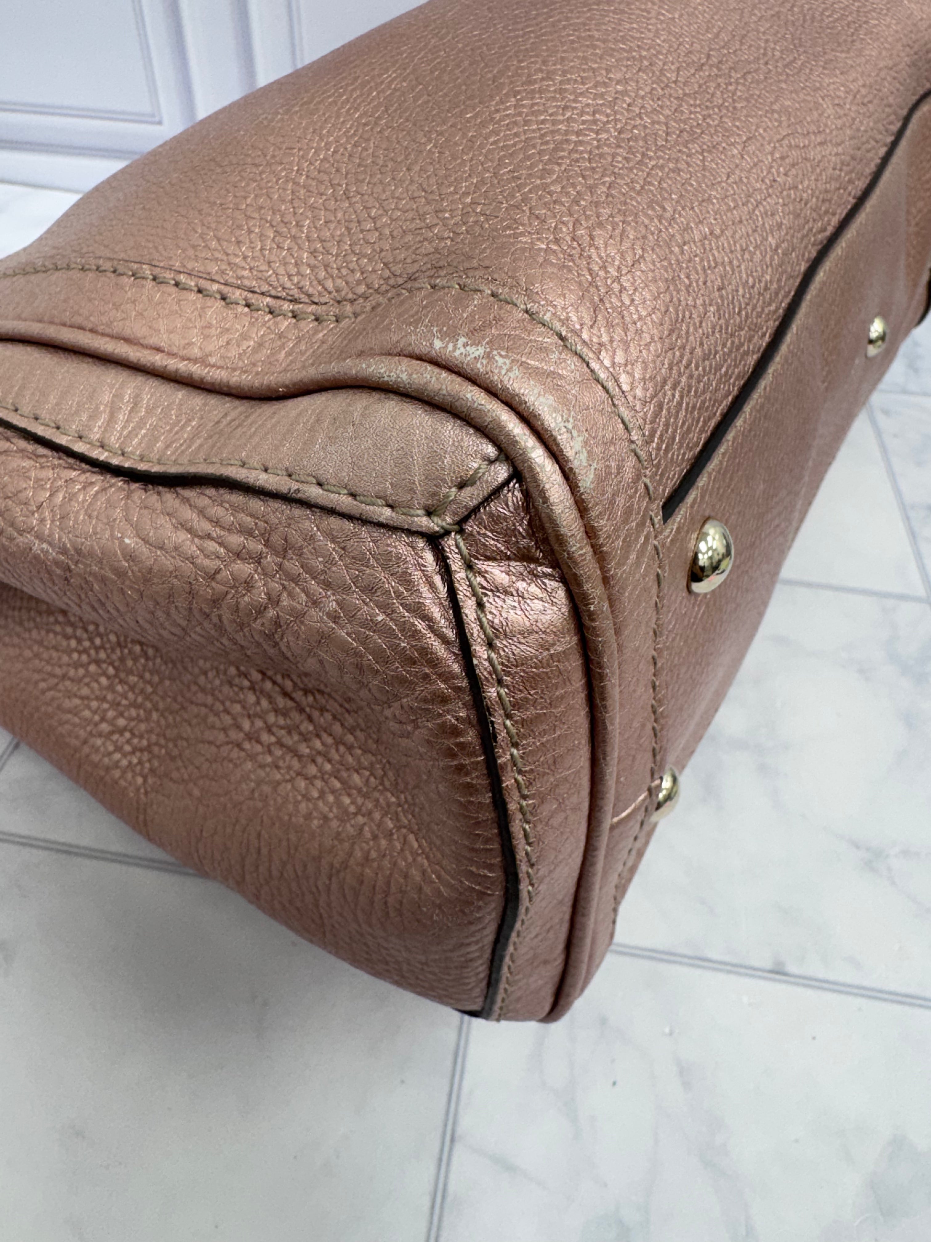 Gucci Metallic Pink Bella Shopper Large Tote Bag