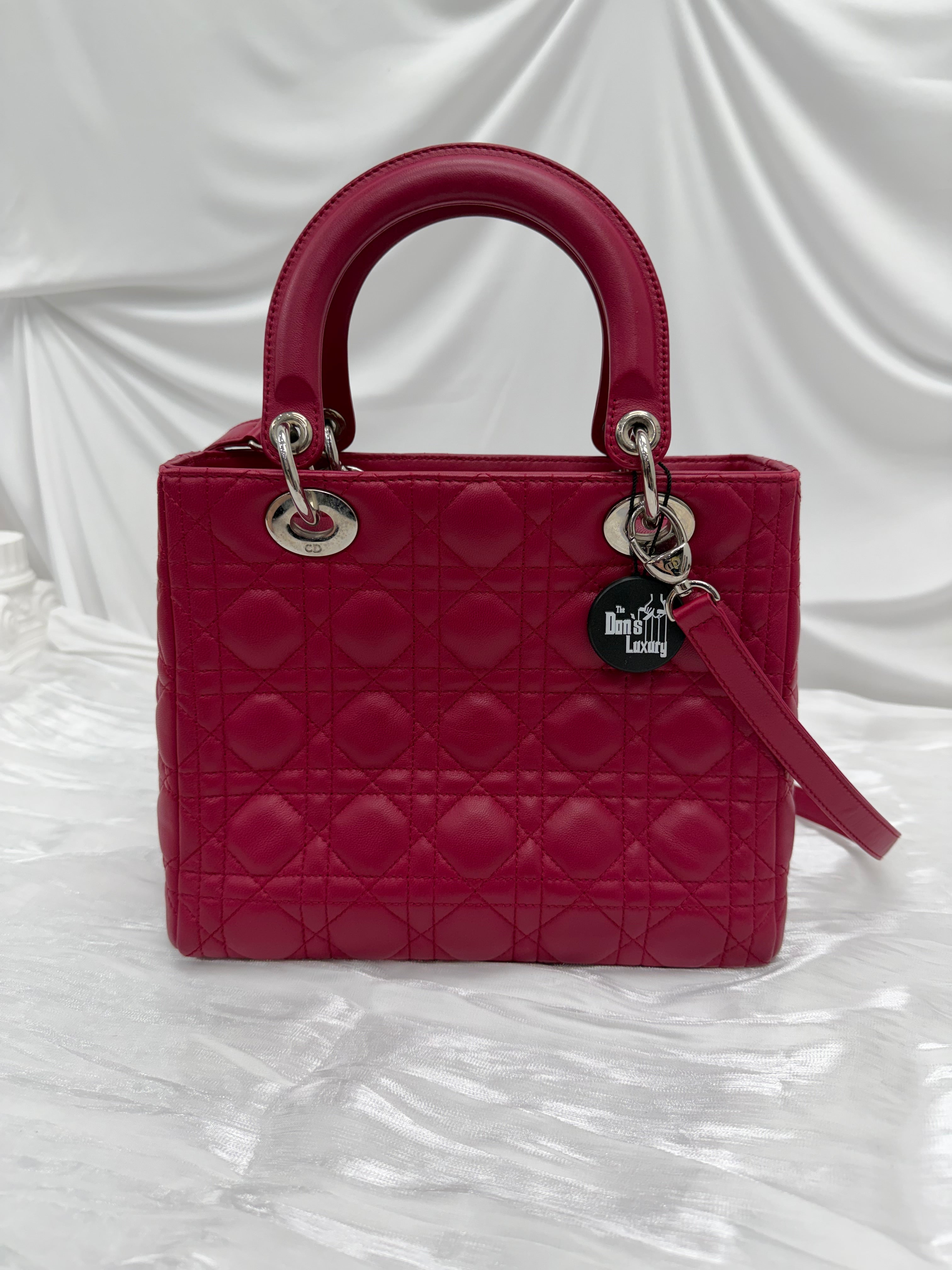Christian Dior Rose Sorbet Cannage Lambskin Medium Lady Dior Bag