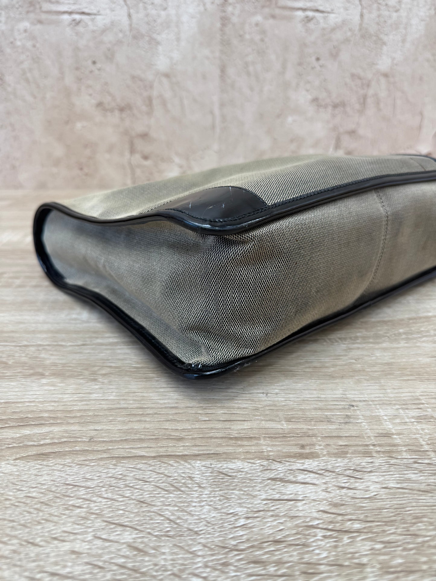Gucci Brown Canvas & Patent Leather Shoulder Bag