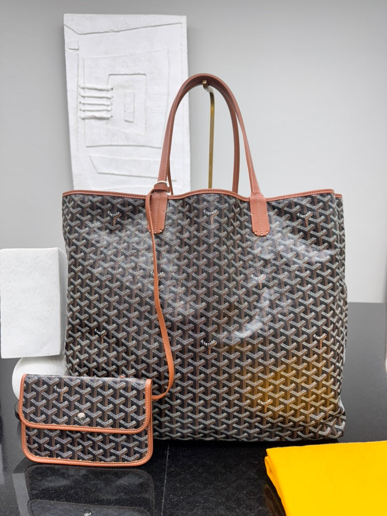 LIKE NEW - Goyard Black Coated Canvas Saint Louis XXL