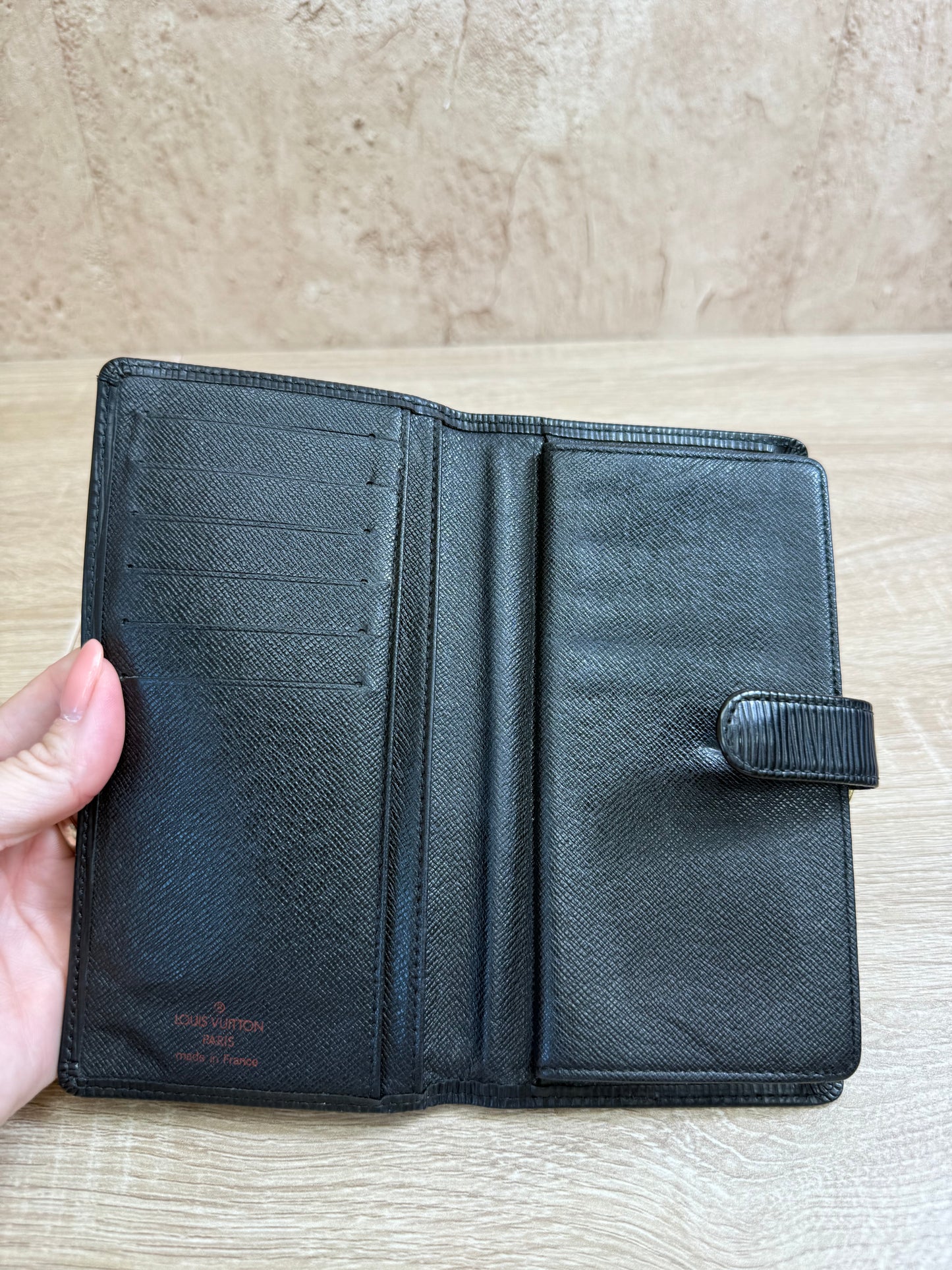 Louis Vuitton Black Epi Long French Wallet