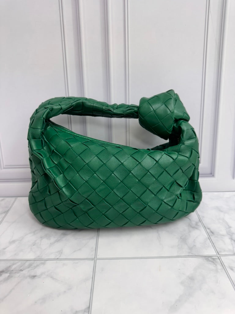 LIKE NEW - Bottega Veneta Green Intrecciato Leather Mini Jodie Handbag