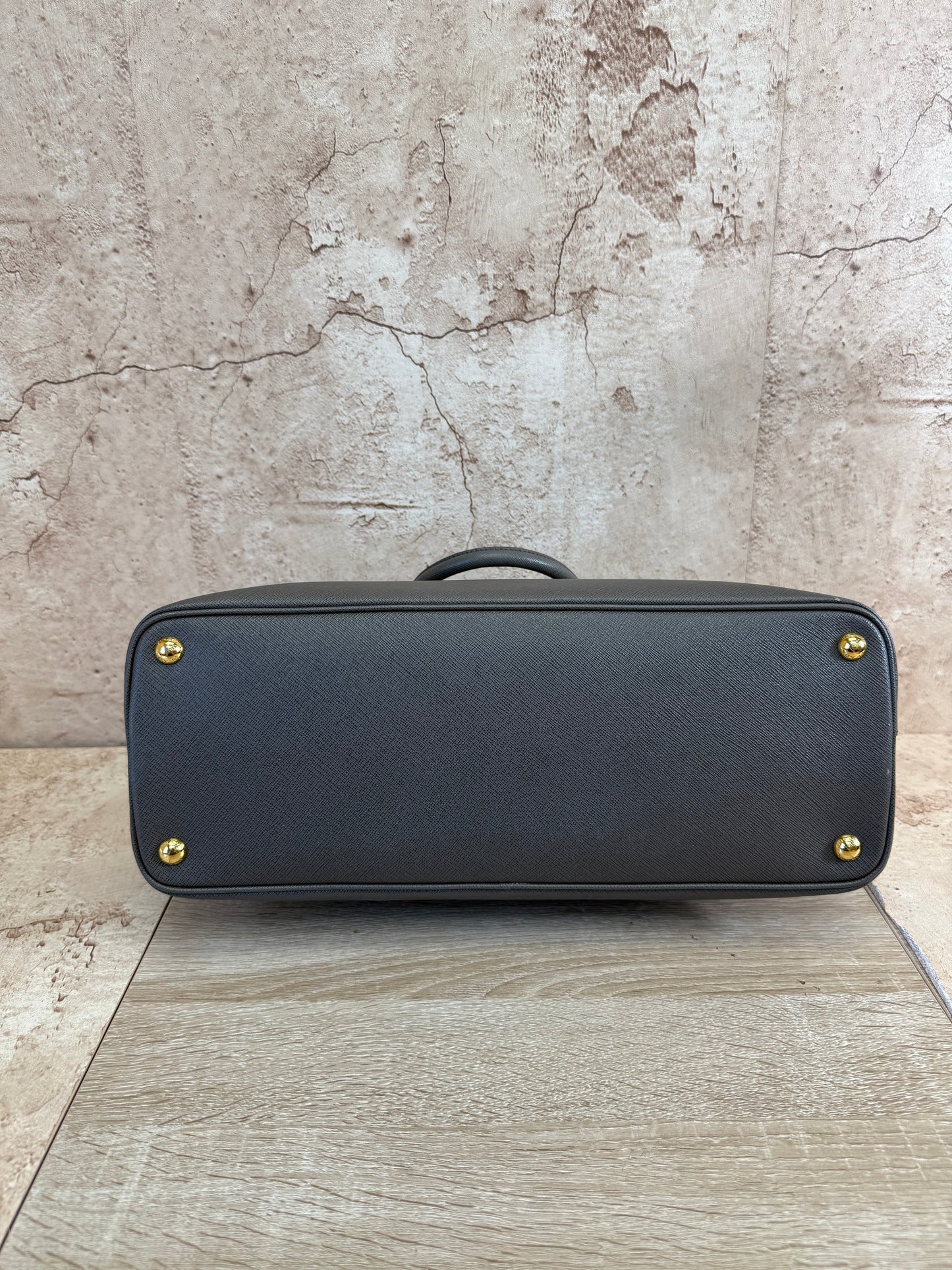 Prada Grey Saffiano Leather Top Handle Bag
