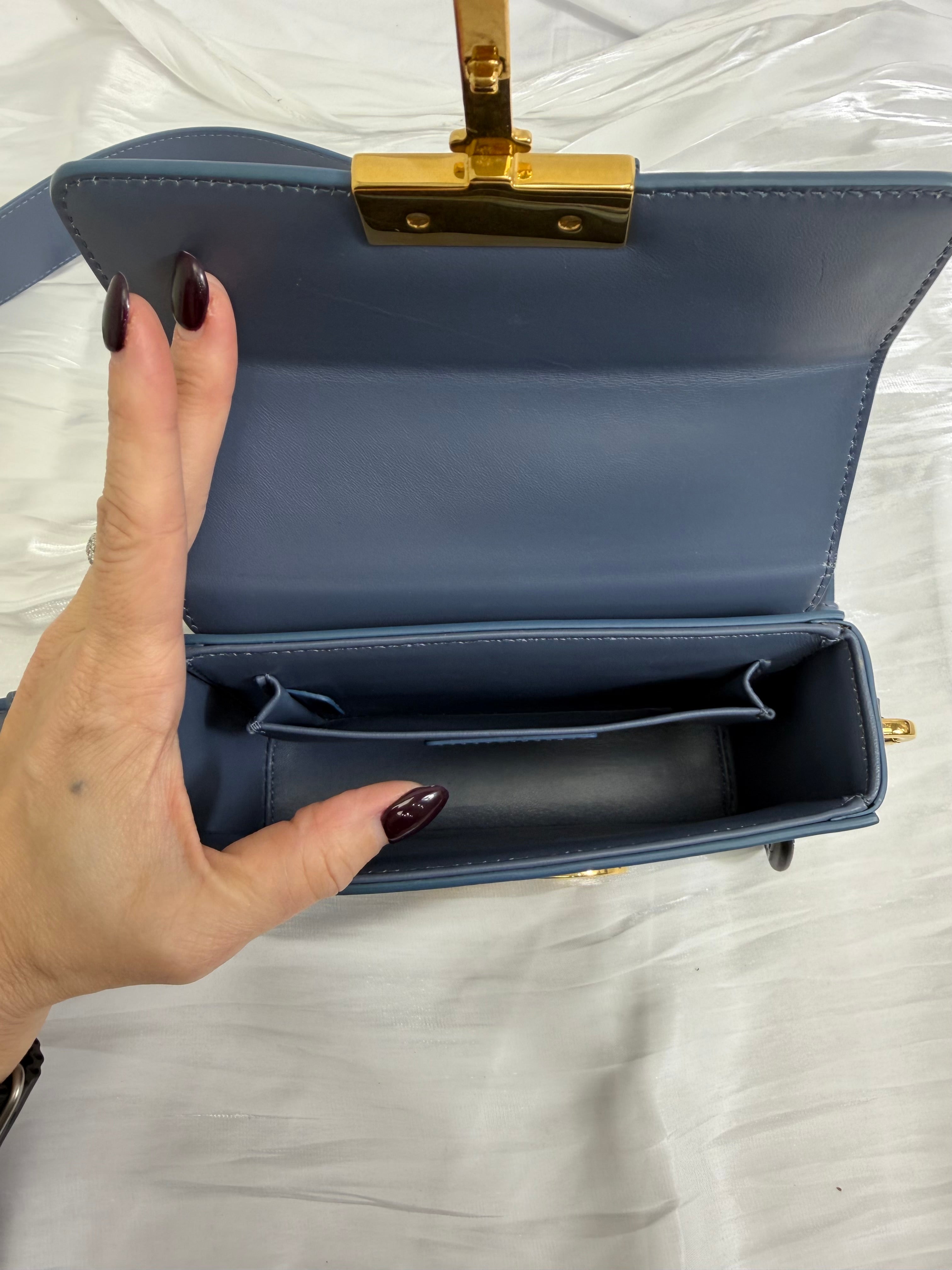 Christian Dior Blue Leather 30 Montaigne Box Bag