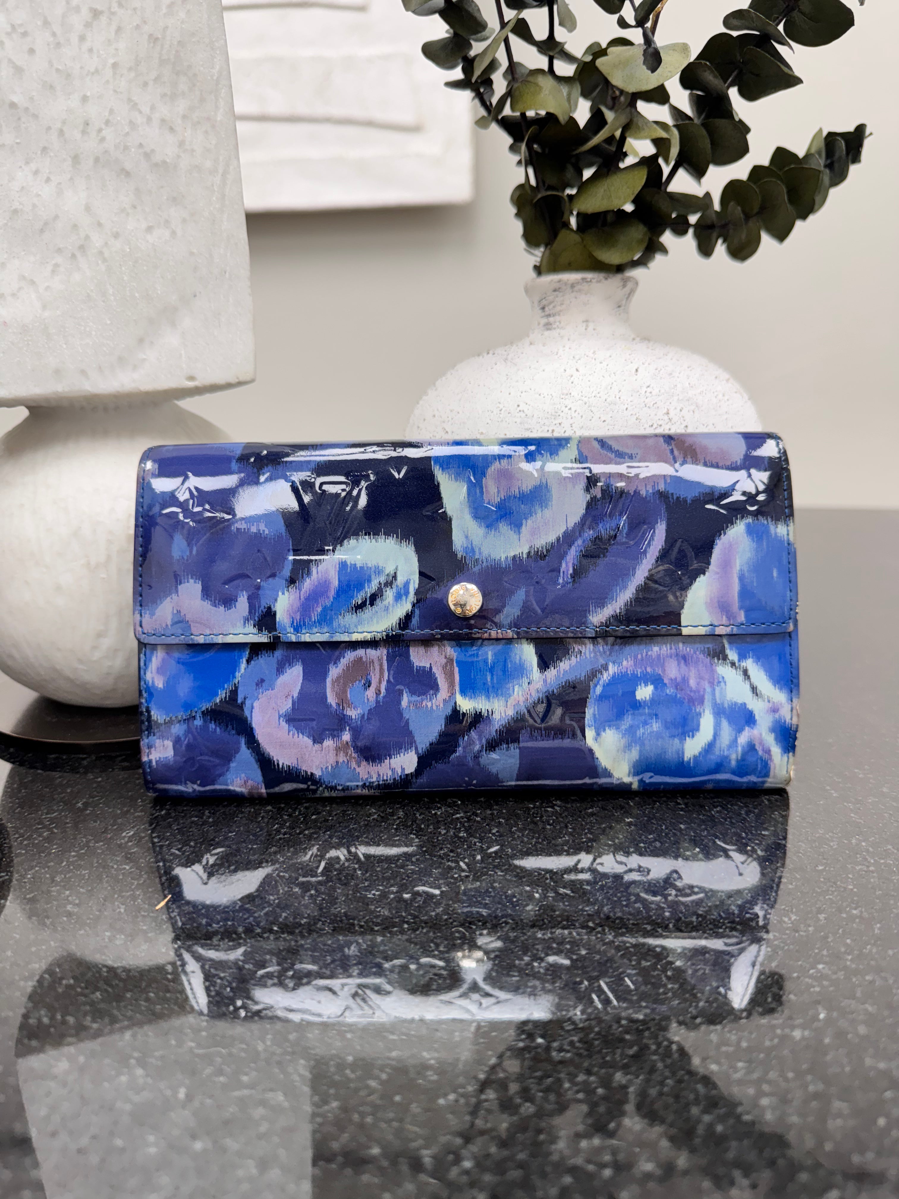 Louis Vuitton Grand Bleu Monogram Vernis Ikat Sarah Wallet