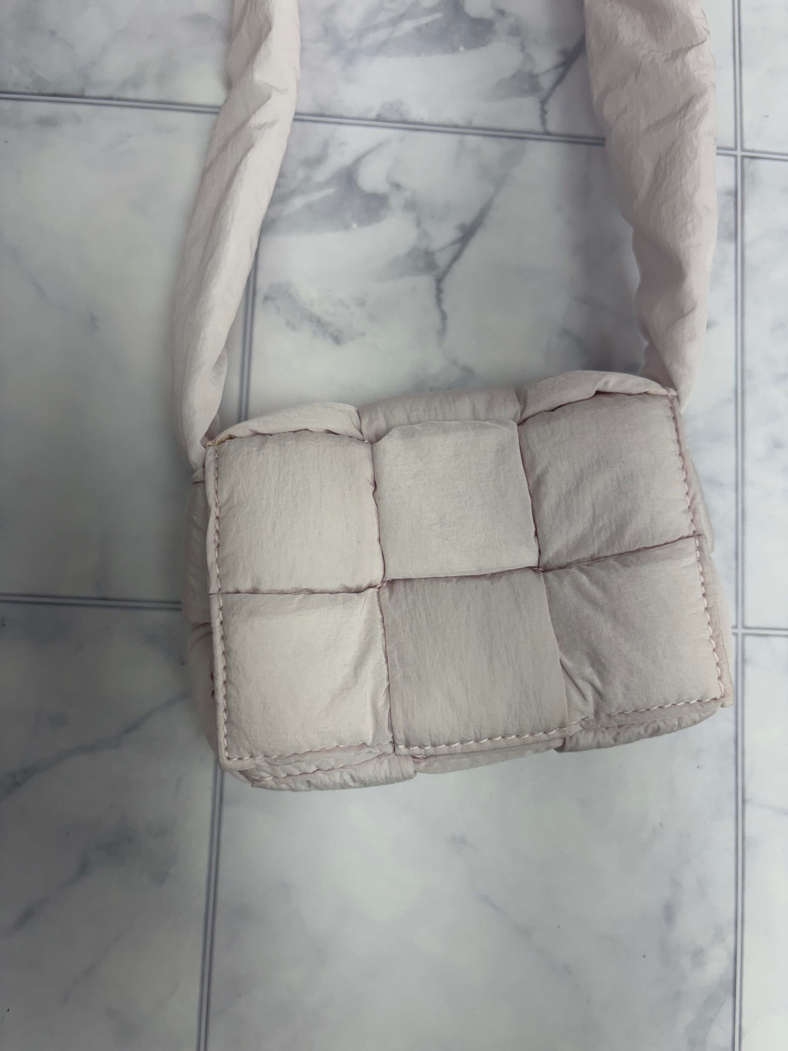 Bottega Veneta Pink Padded Nylon Intrecciato Cassette Bag