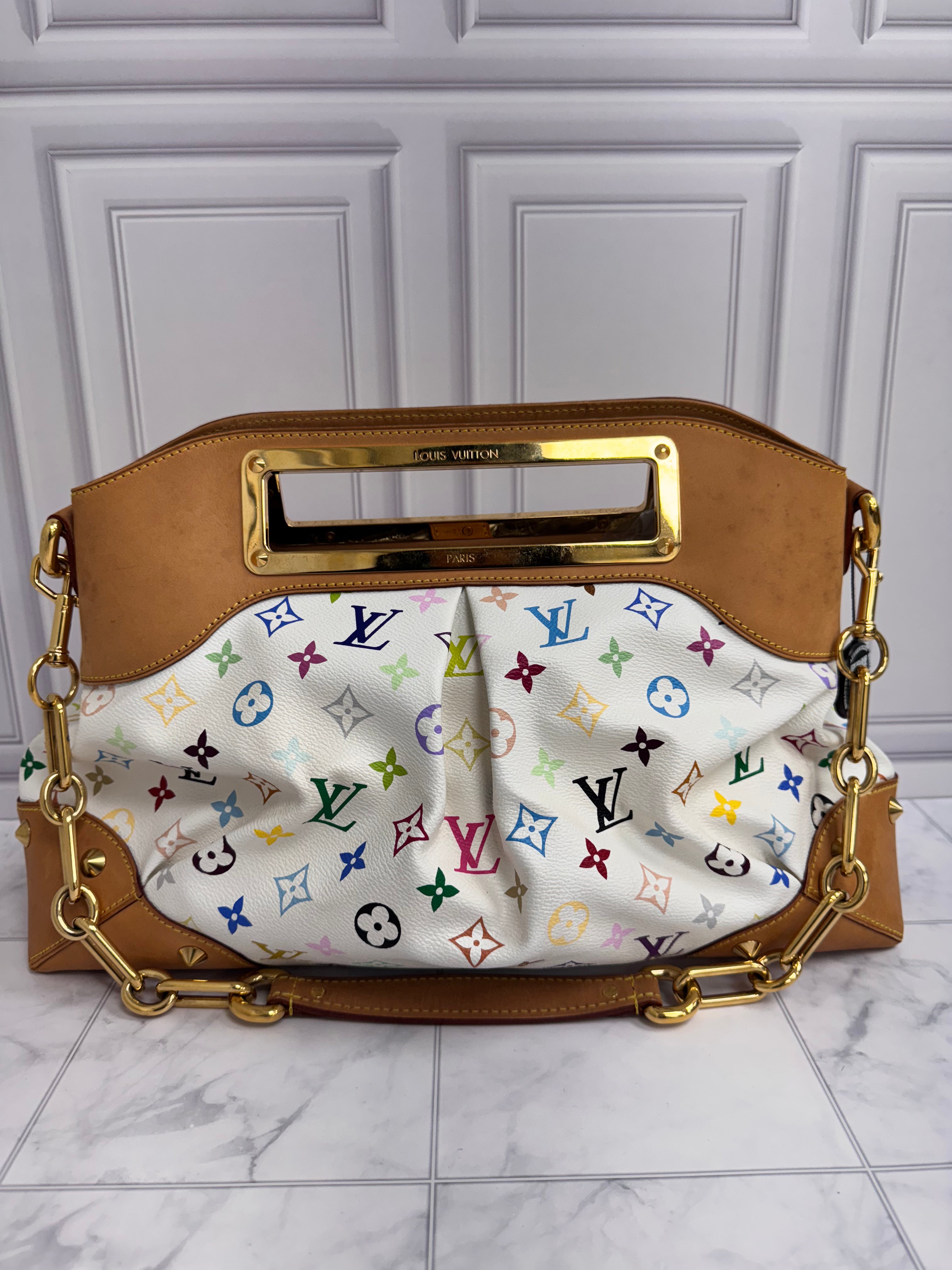 *DONS DROP* Louis Vuitton White Multicolor Monogram Judy MM Two Way Bag