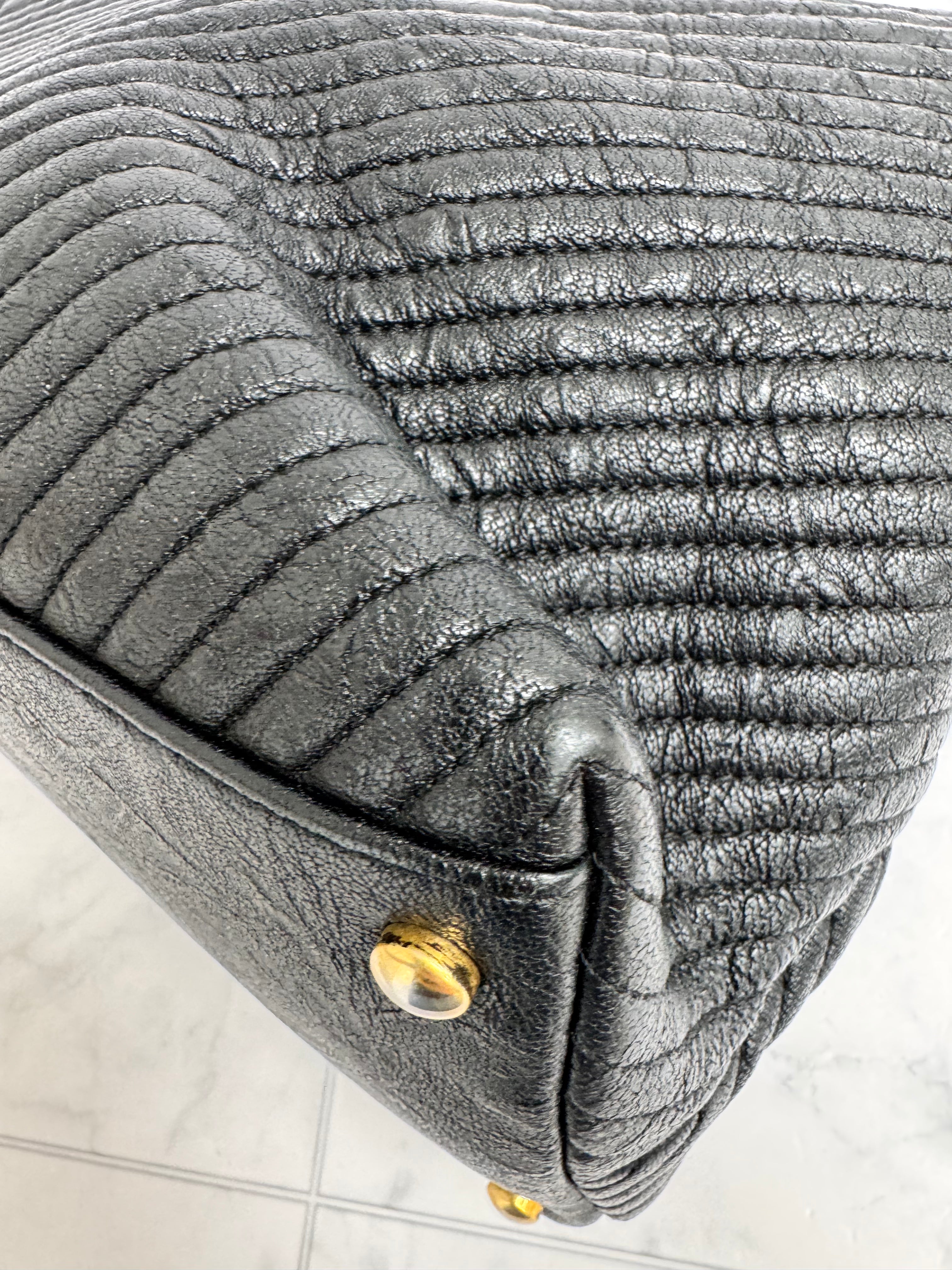 Chanel Black Chevron Quilted Leather Surpique Tote Bag