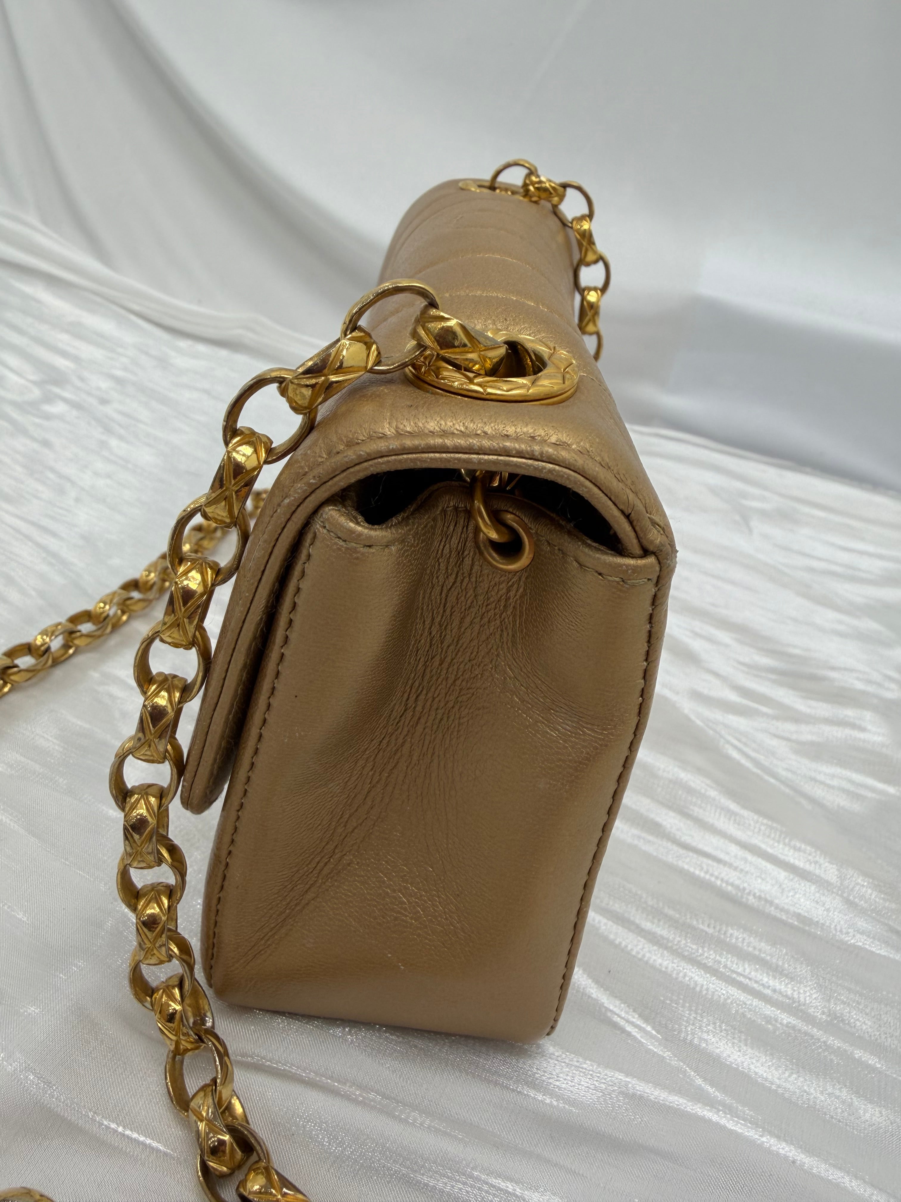 Chanel Metallic Gold Leather Mademoiselle Bijoux Chain Flap Bag