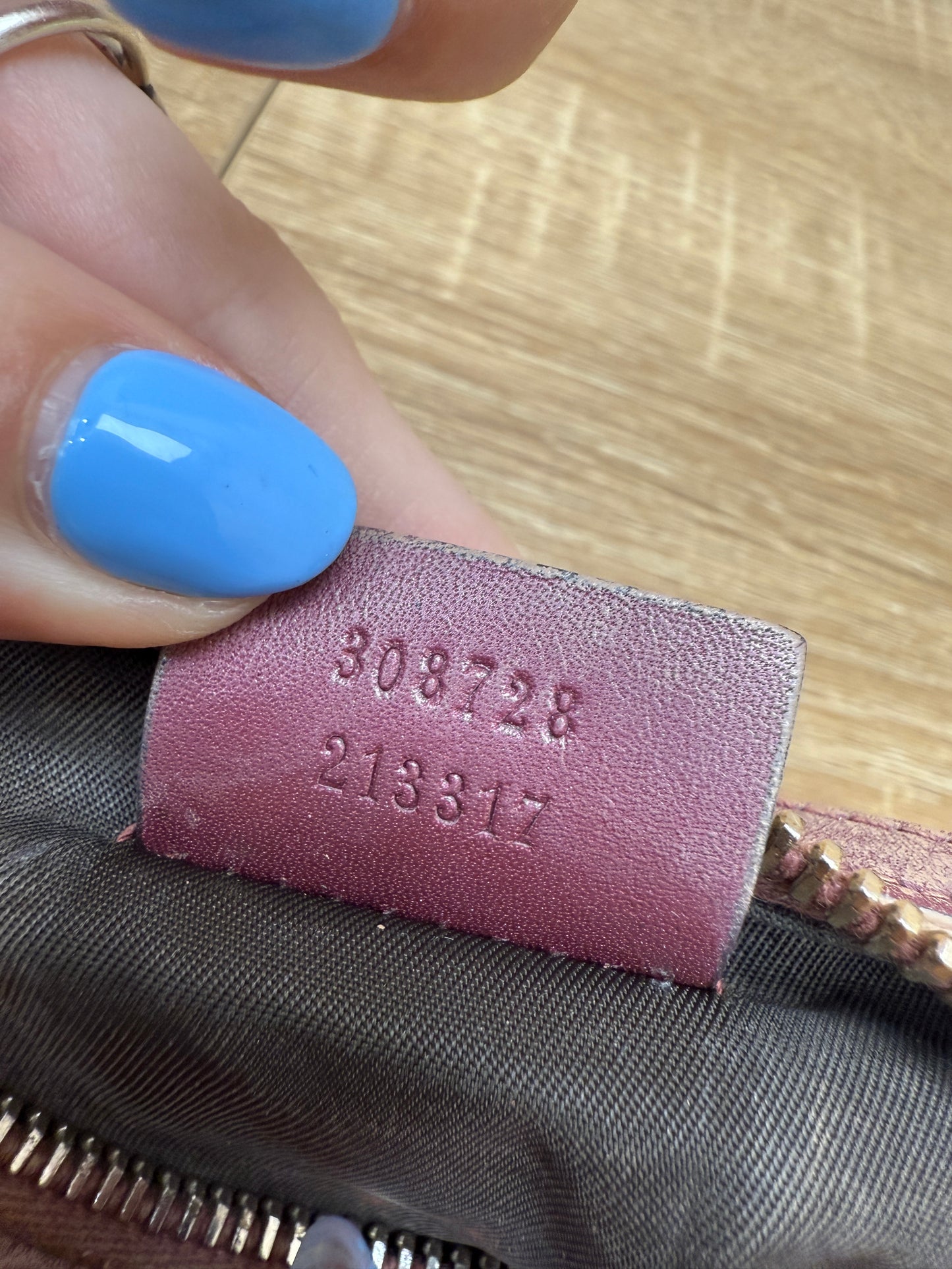 Gucci Canvas & Mauve Leather Cosmetic Pouch