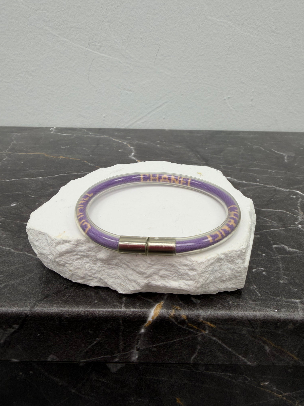 Chanel Purple Rubber Sport Line Logo Tube Bracelet