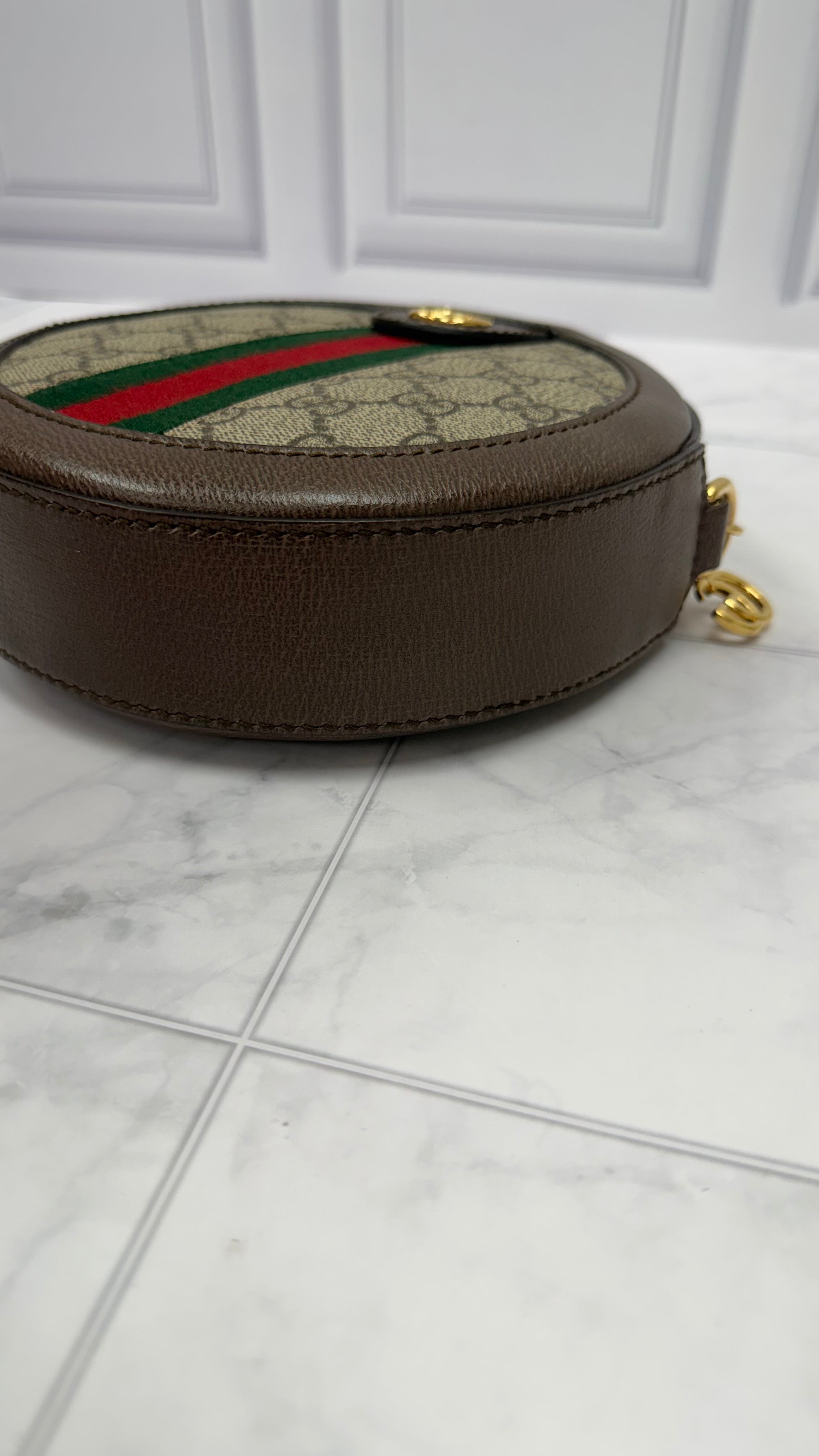 *DONS DROP* Gucci Supreme Canvas & Leather Web Marmont Round Crossbody