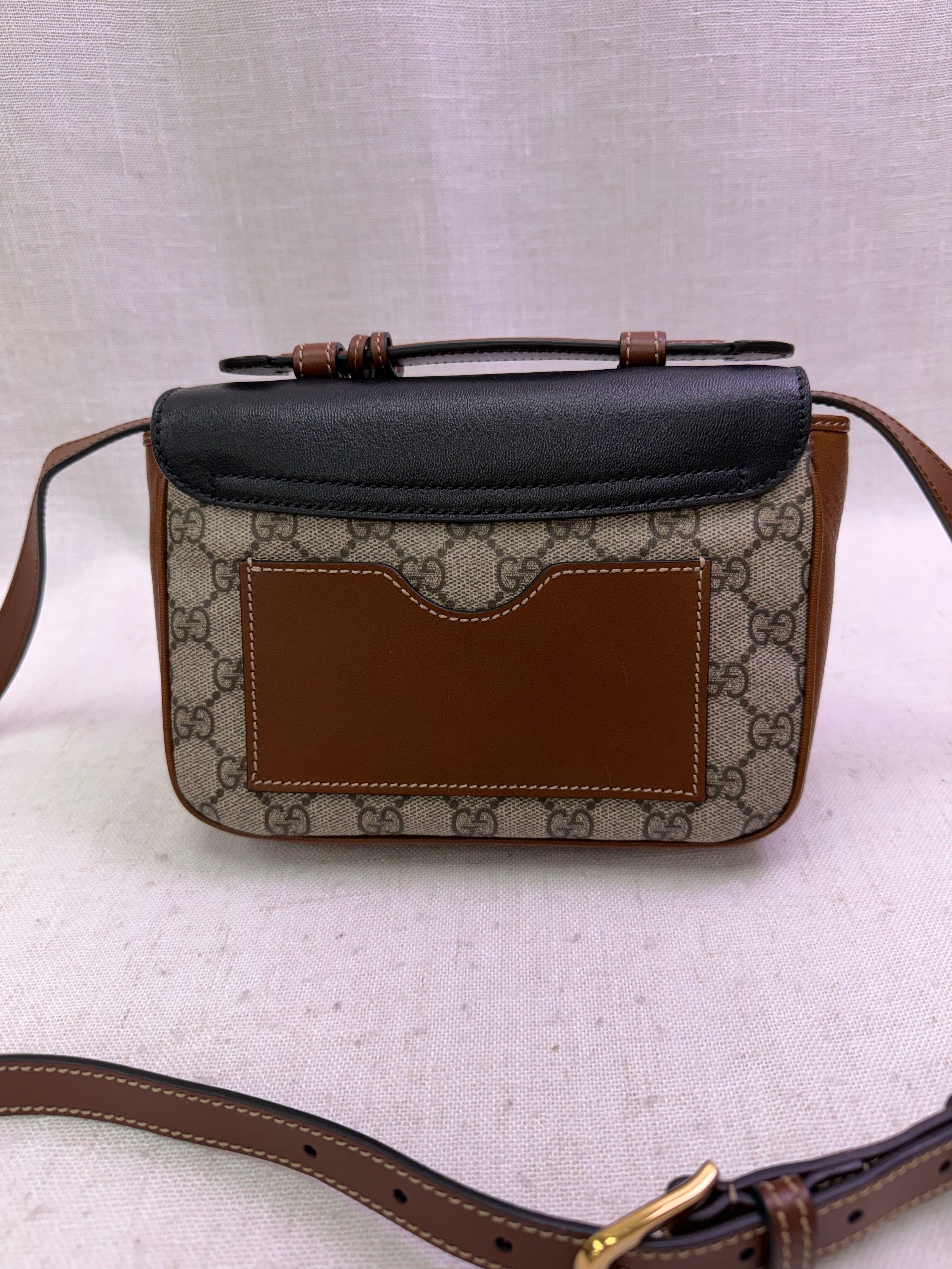 Gucci Tricolor Leather & Supremes Canvas Mini Padlock Flap Pocket Bag