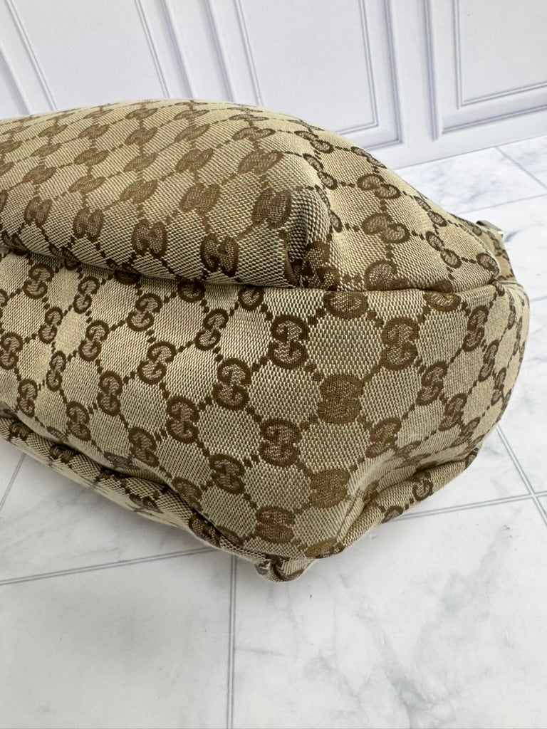 Gucci GG Supreme Canvas New Ladies Web Hobo Bag