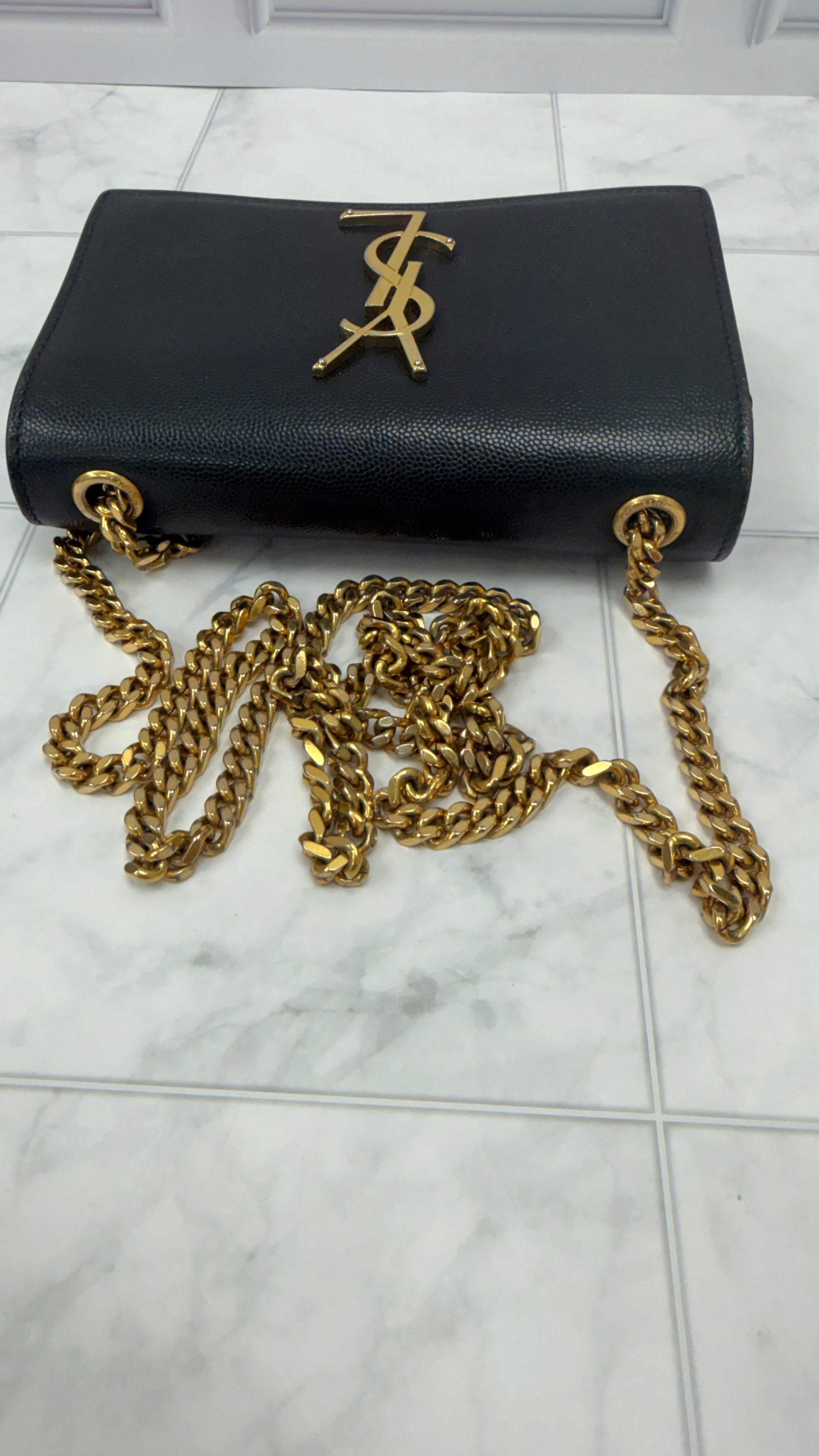 *DONS DROP* Saint Laurent YSL Black Pebbled Leather Kate Crossbody