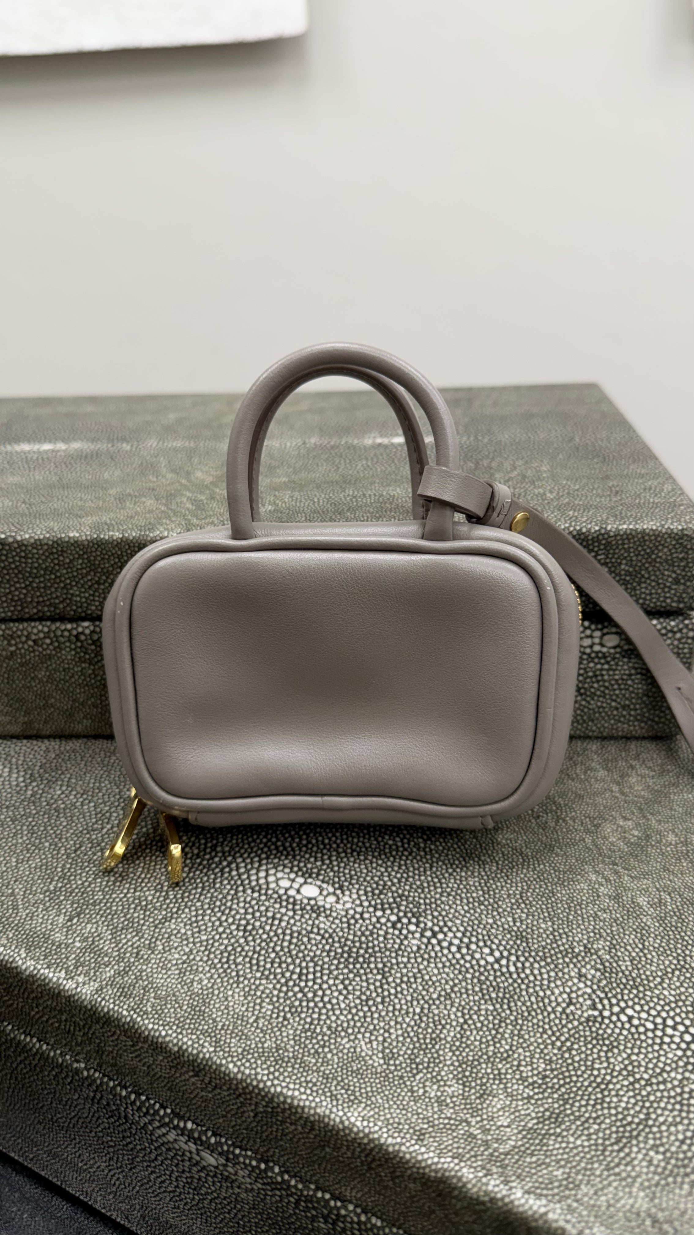 Miu Miu Taupe Leather Micro Top Handle Bag Charm